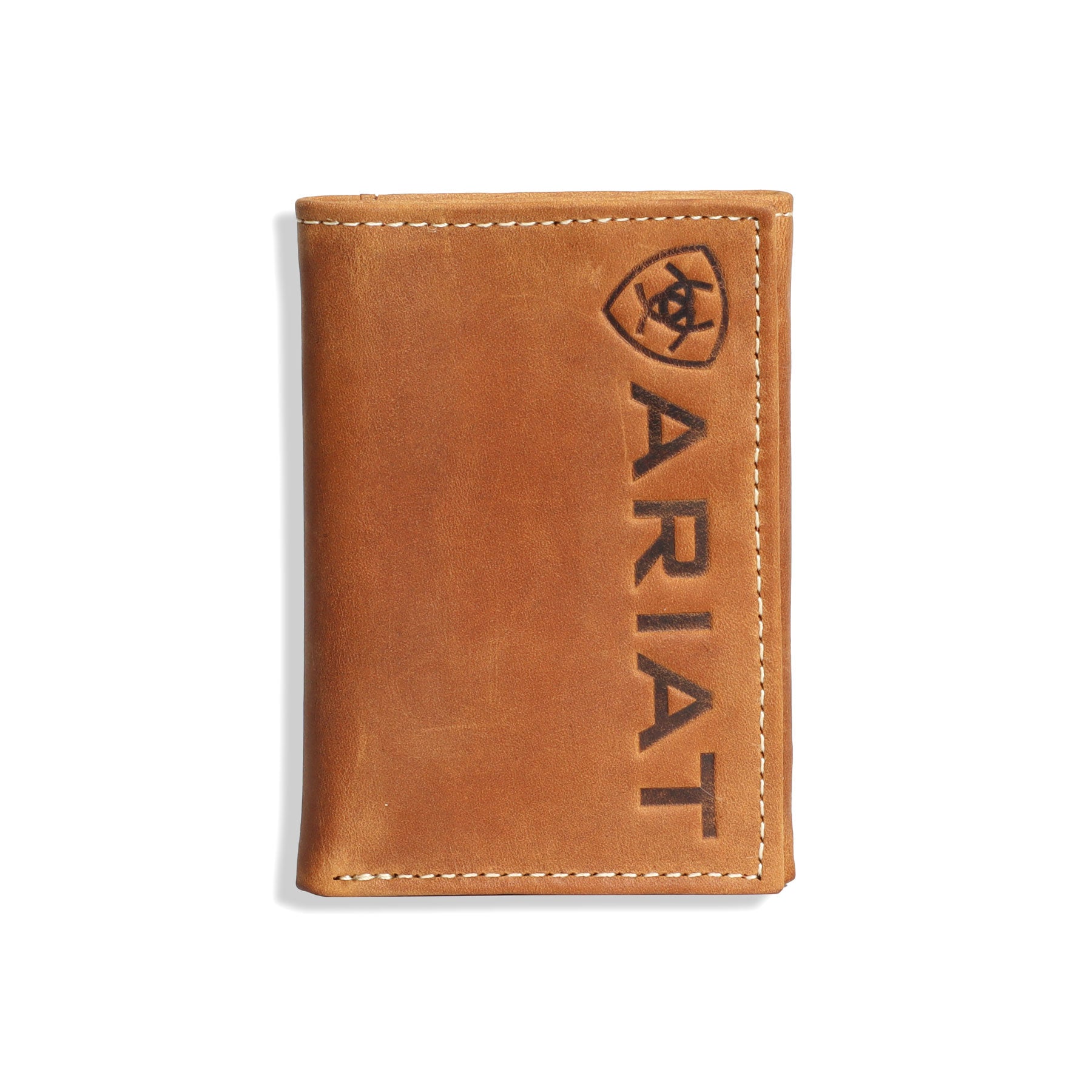 Ariat Medium Brown Vertical Debossed Trifold Wallet