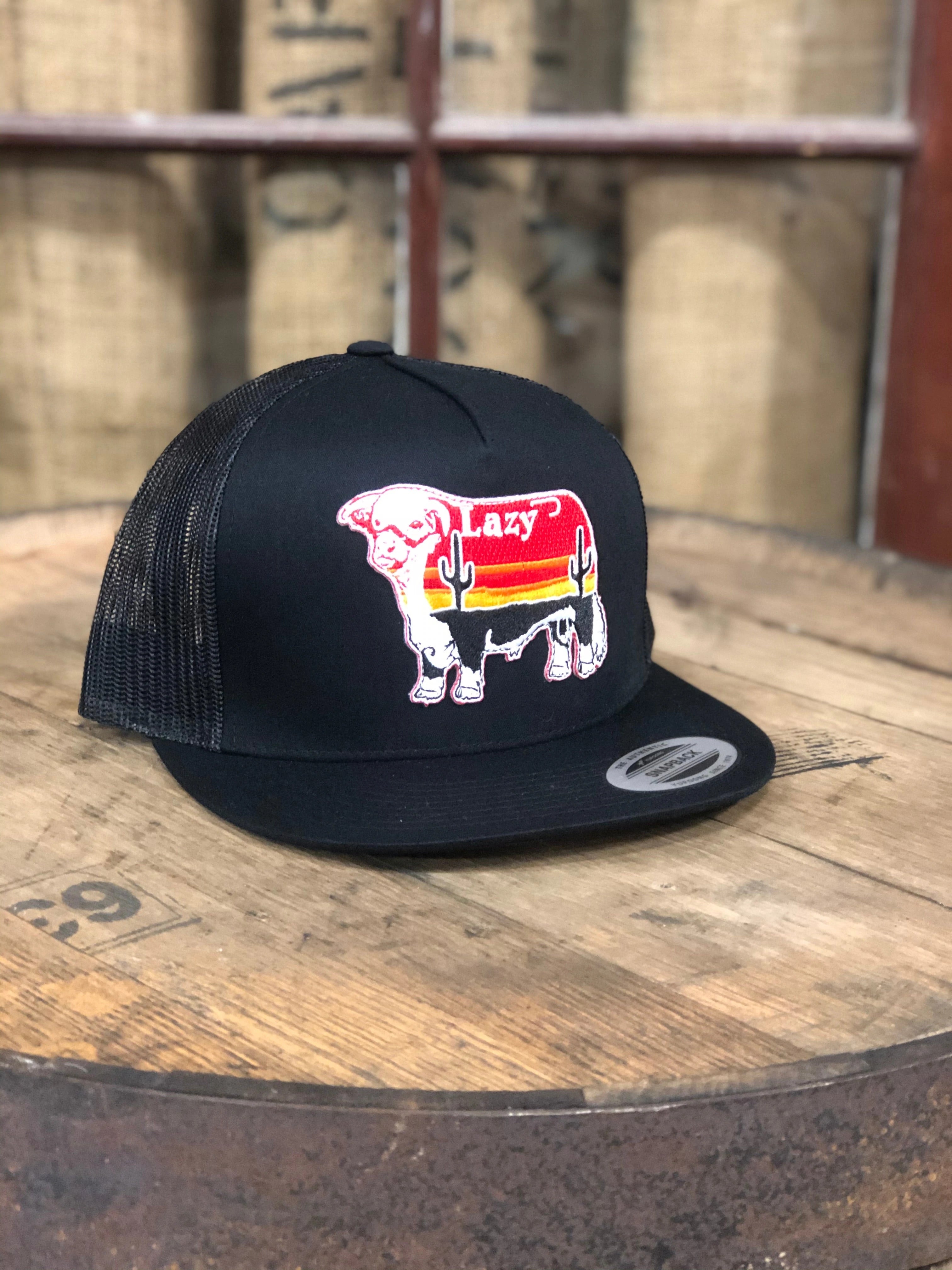 Lazy J Ranch Wear Black Sunrise Cactus Bull Cap