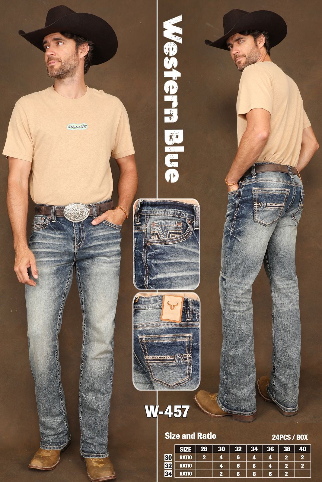 Western Blue Light Wash Straight Premium Jean