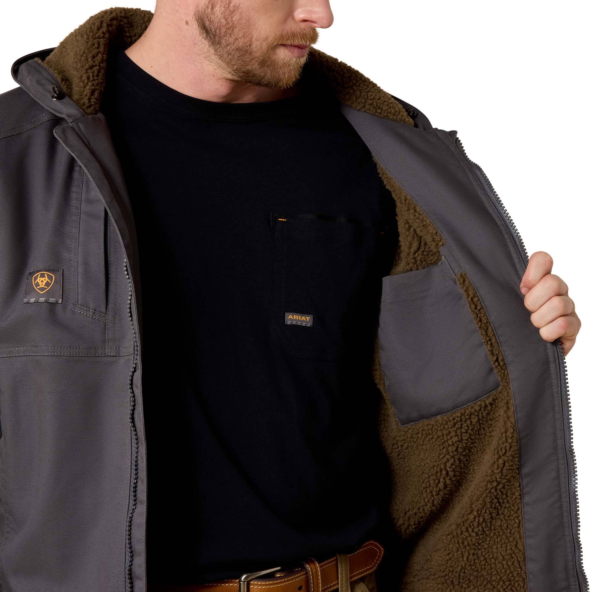 Ariat Grey Rebar DuraCanvas Sherpa Jacket
