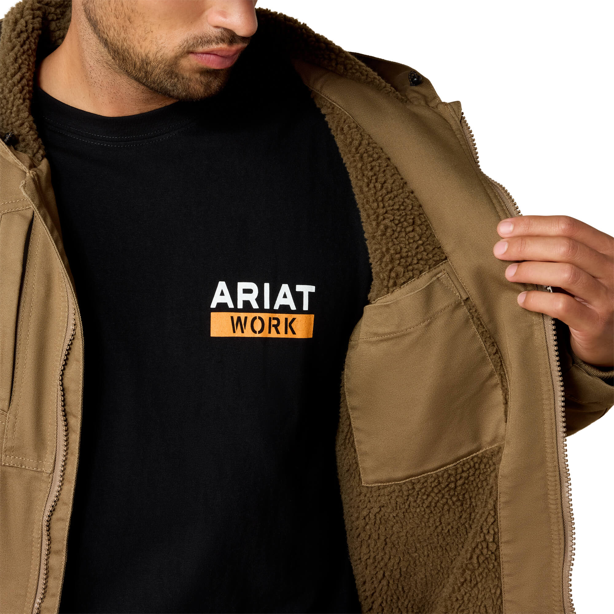 Ariat Khaki Rebar DuraCanvas Sherpa Jacket
