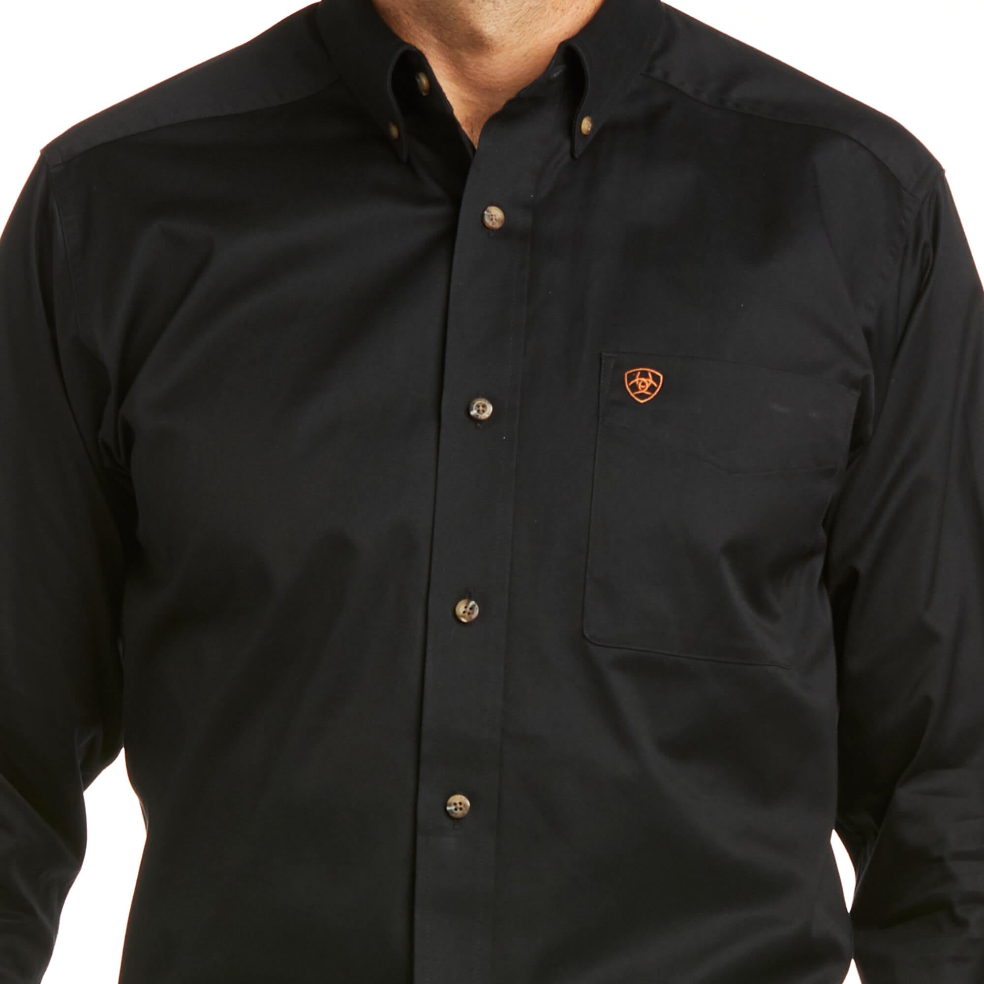 Ariat Black Solid Twill Fitted Long Sleeve Shirt