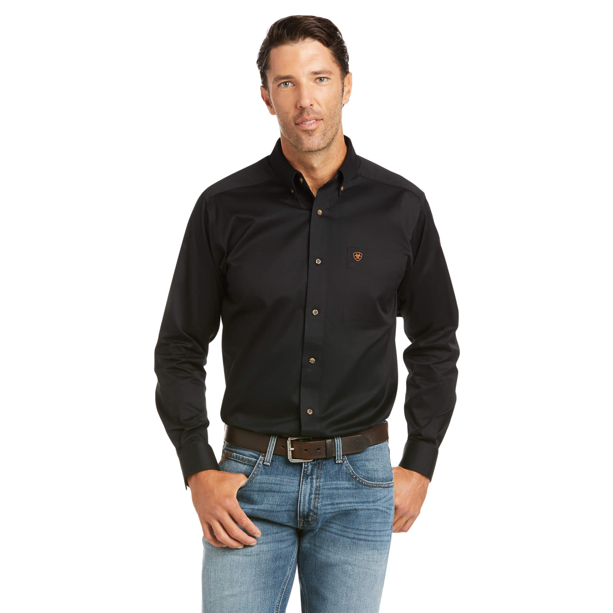 Ariat Black Solid Twill Fitted Long Sleeve Shirt