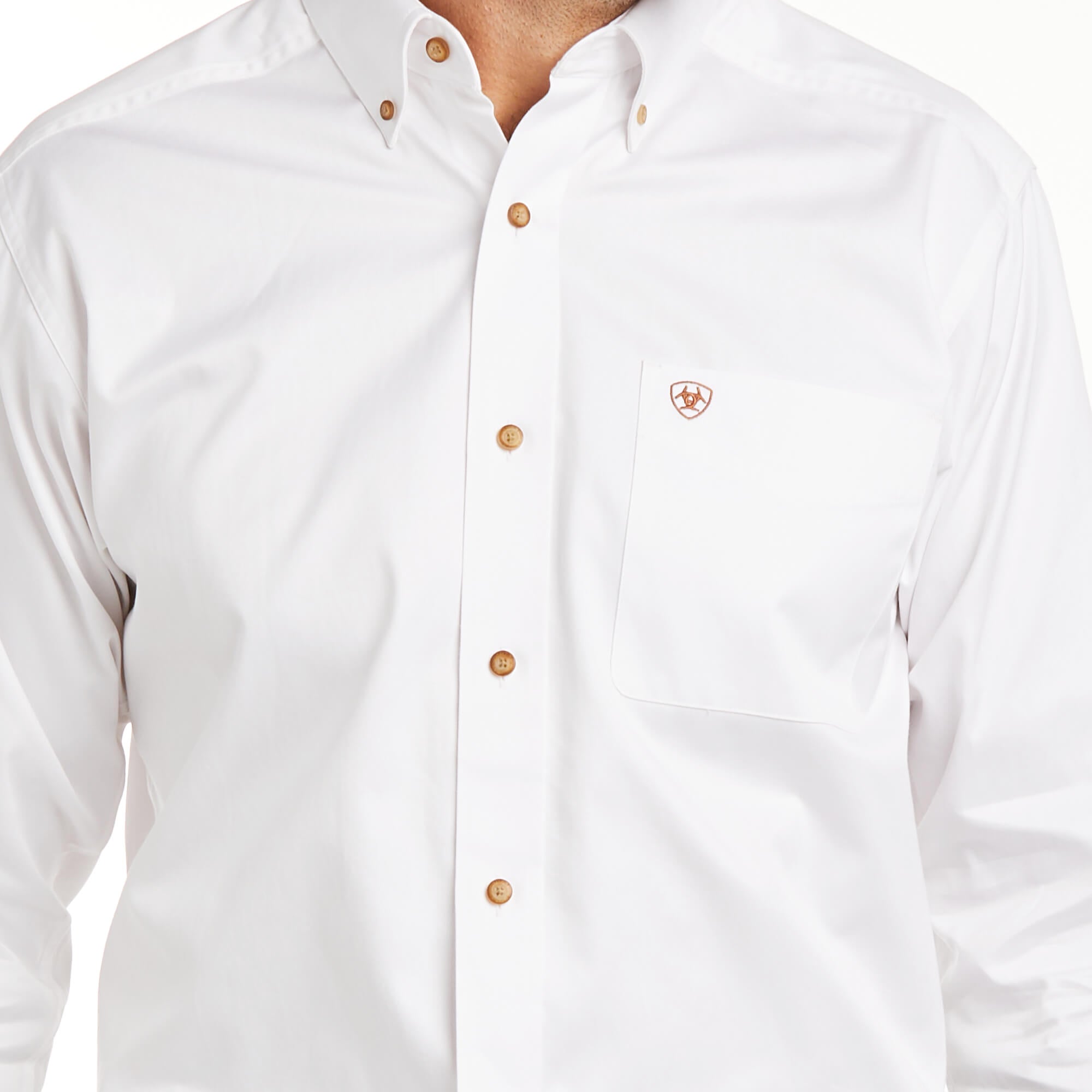 Ariat White Solid Twill Fitted Long Sleeve Shirt