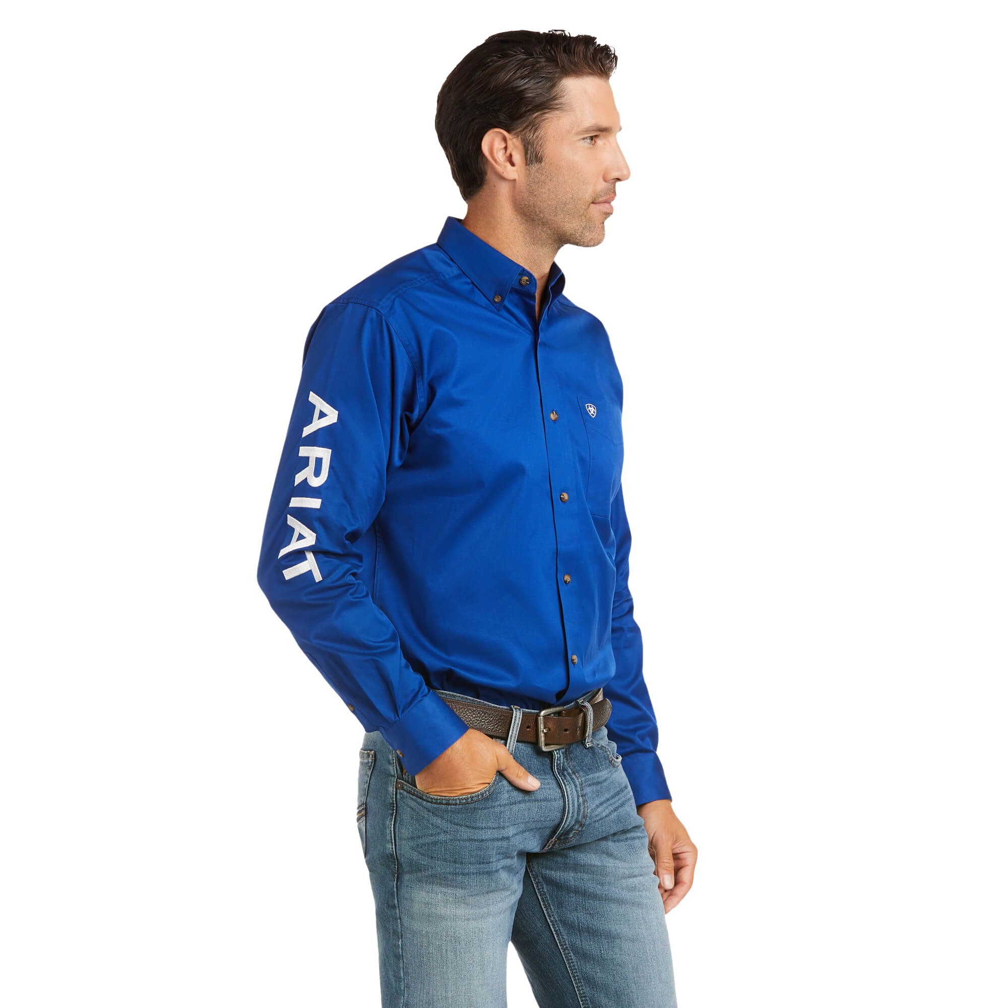 Ariat Ultramarine Team Logo Twill Fitted Long Sleeve Shirt