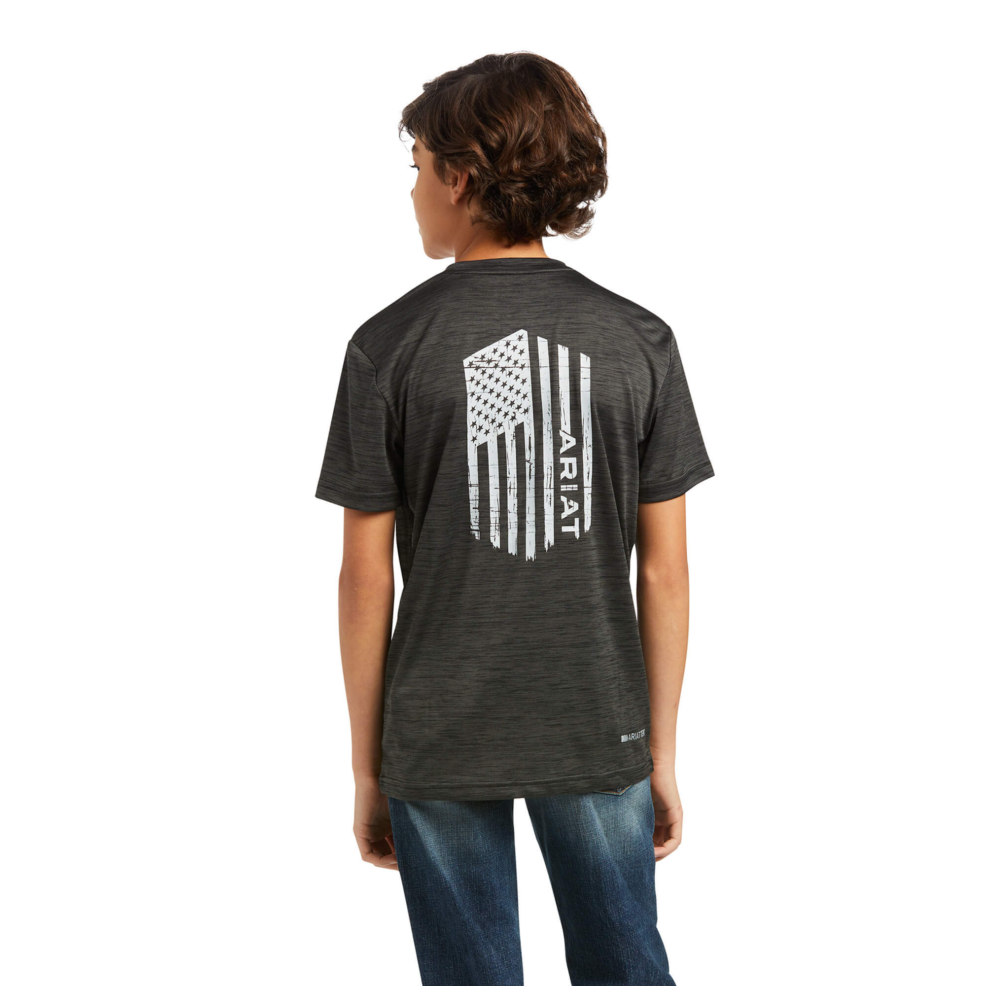 Ariat Kids Charcoal Charger Vertical Flag T Shirt