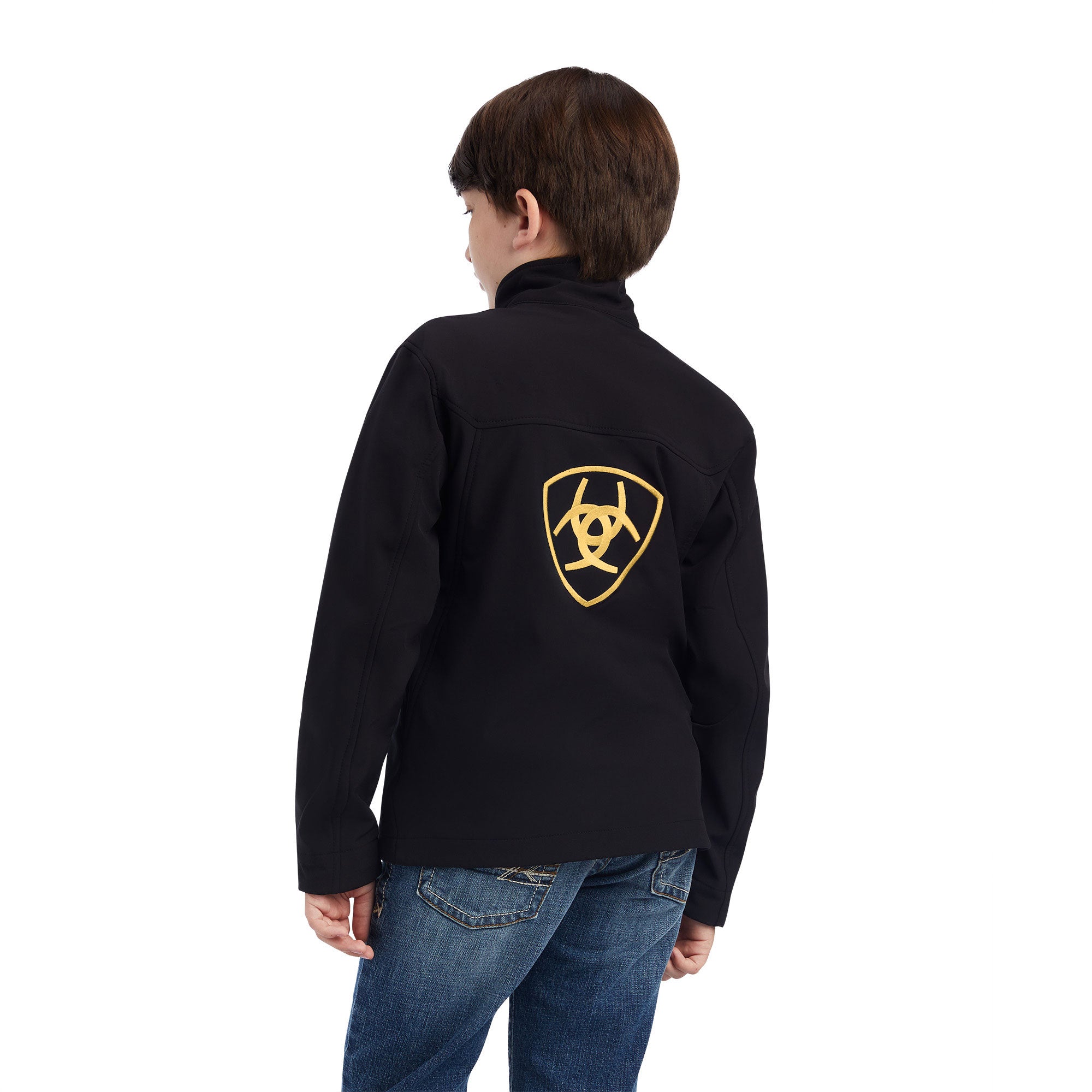 Ariat Kids Black & Gold New Team Softshell Brand Jacket