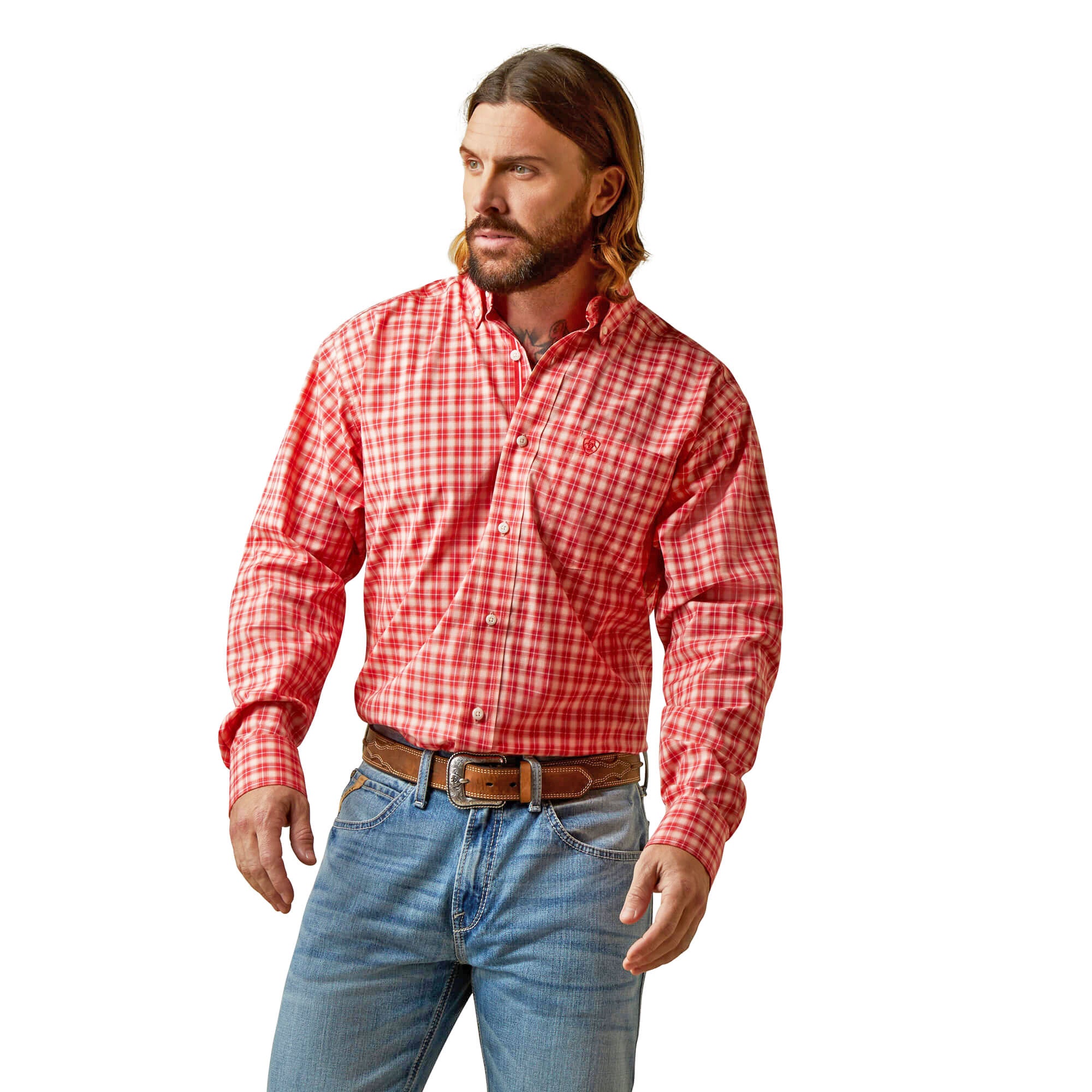 Ariat Poppy Red Pro Series Oberon Classic Fit Long Sleeve Shirt