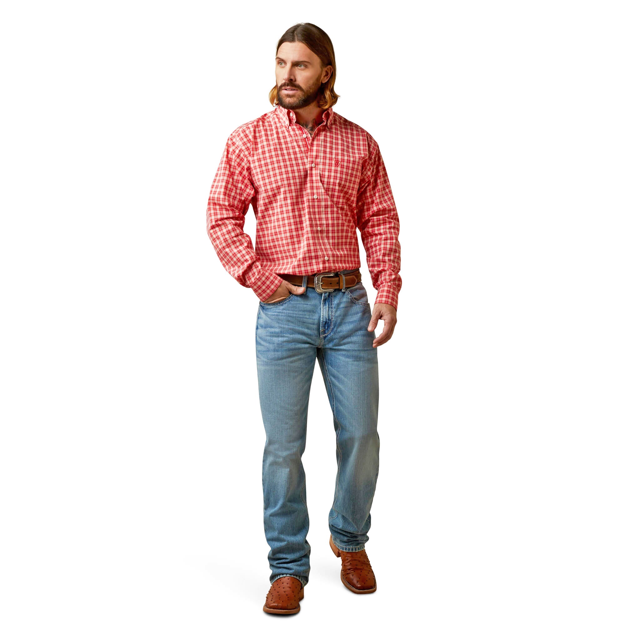 Ariat Poppy Red Pro Series Oberon Classic Fit Long Sleeve Shirt