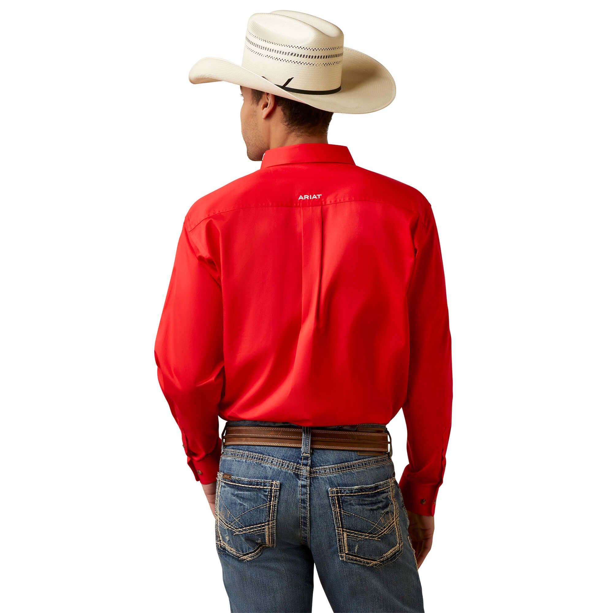 Ariat Poppy Red Team Logo Twill Classic Fit Long Sleeve Shirt