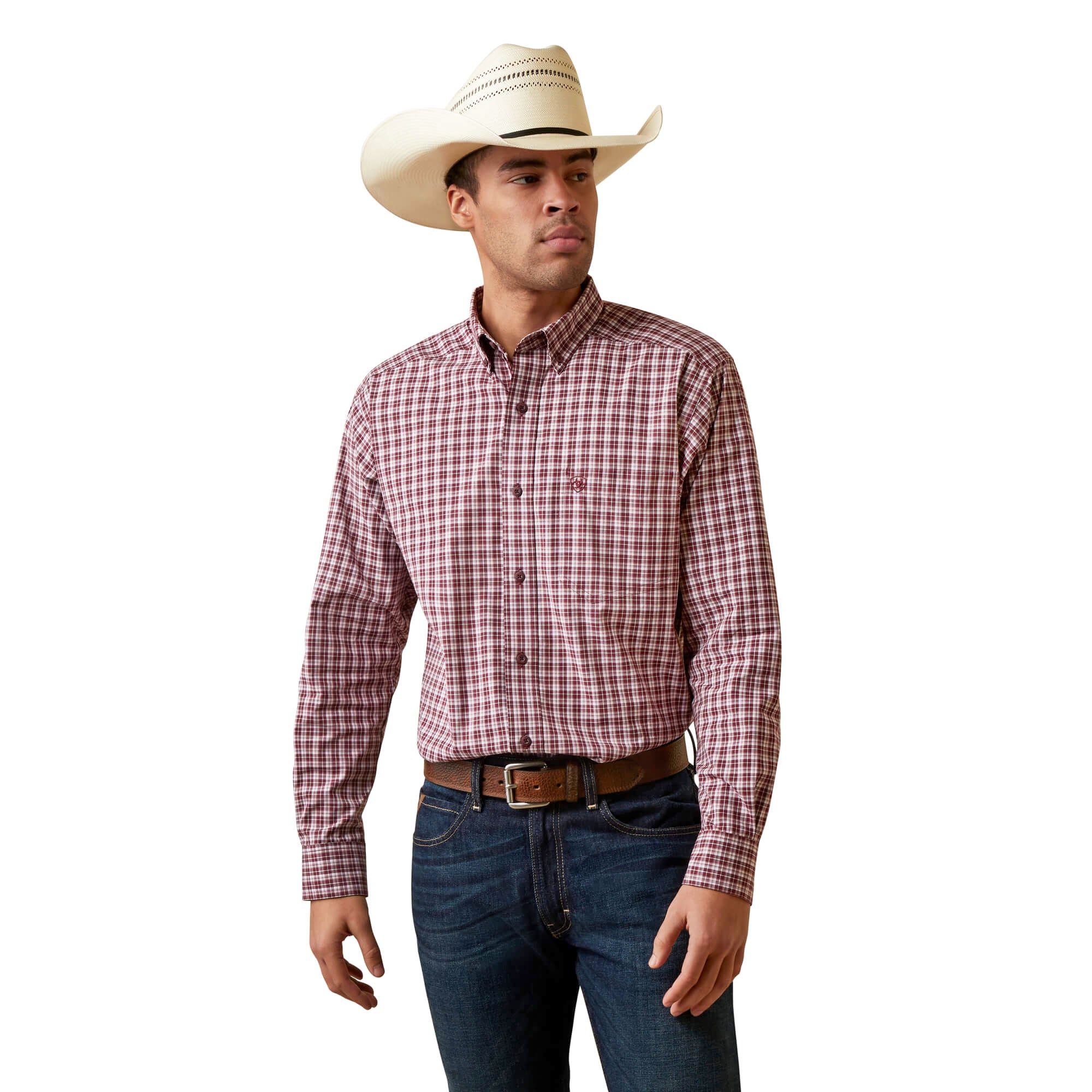 Ariat Maroon Pro Series Archie Classic Fit Long Sleeve Shirt