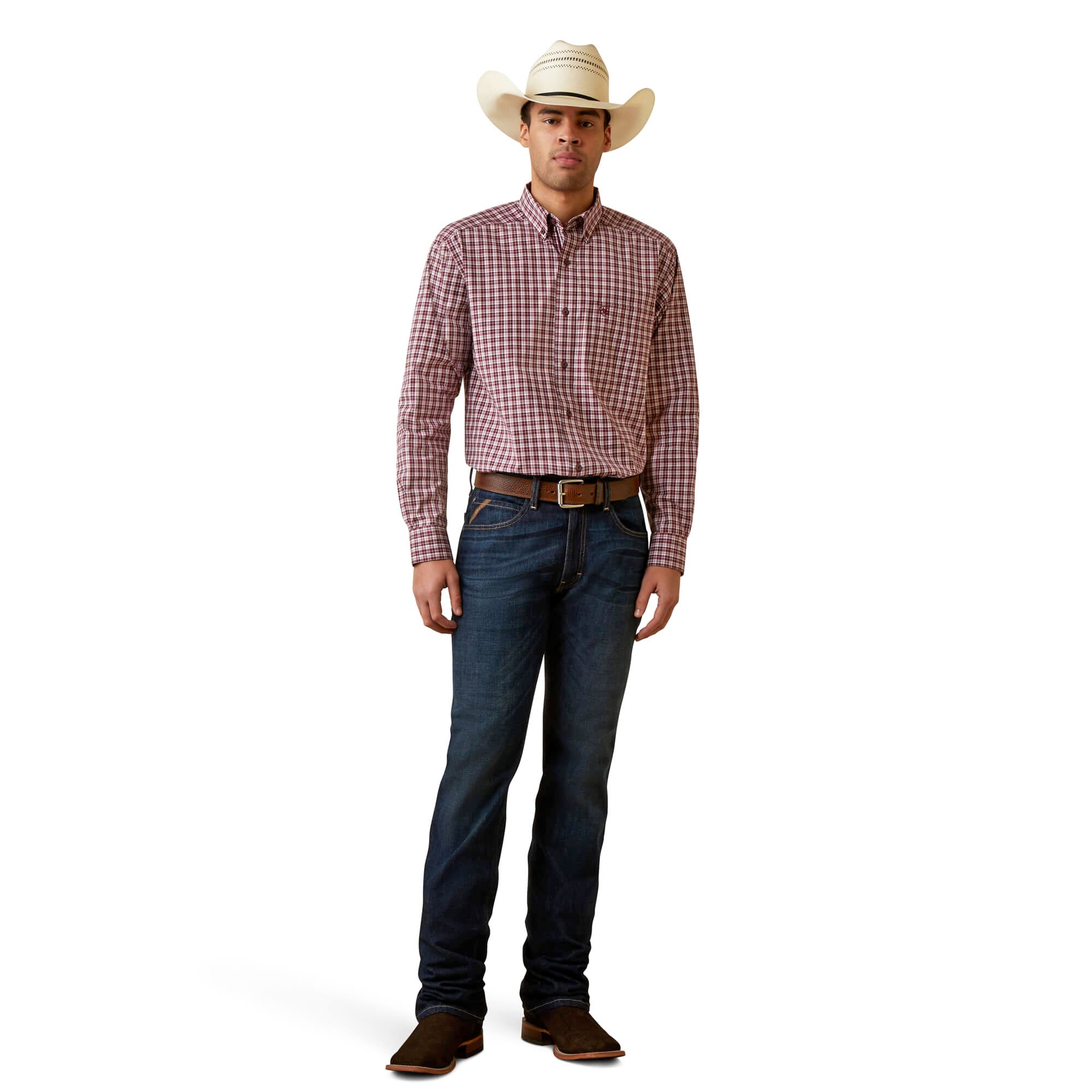 Ariat Maroon Pro Series Archie Classic Fit Long Sleeve Shirt