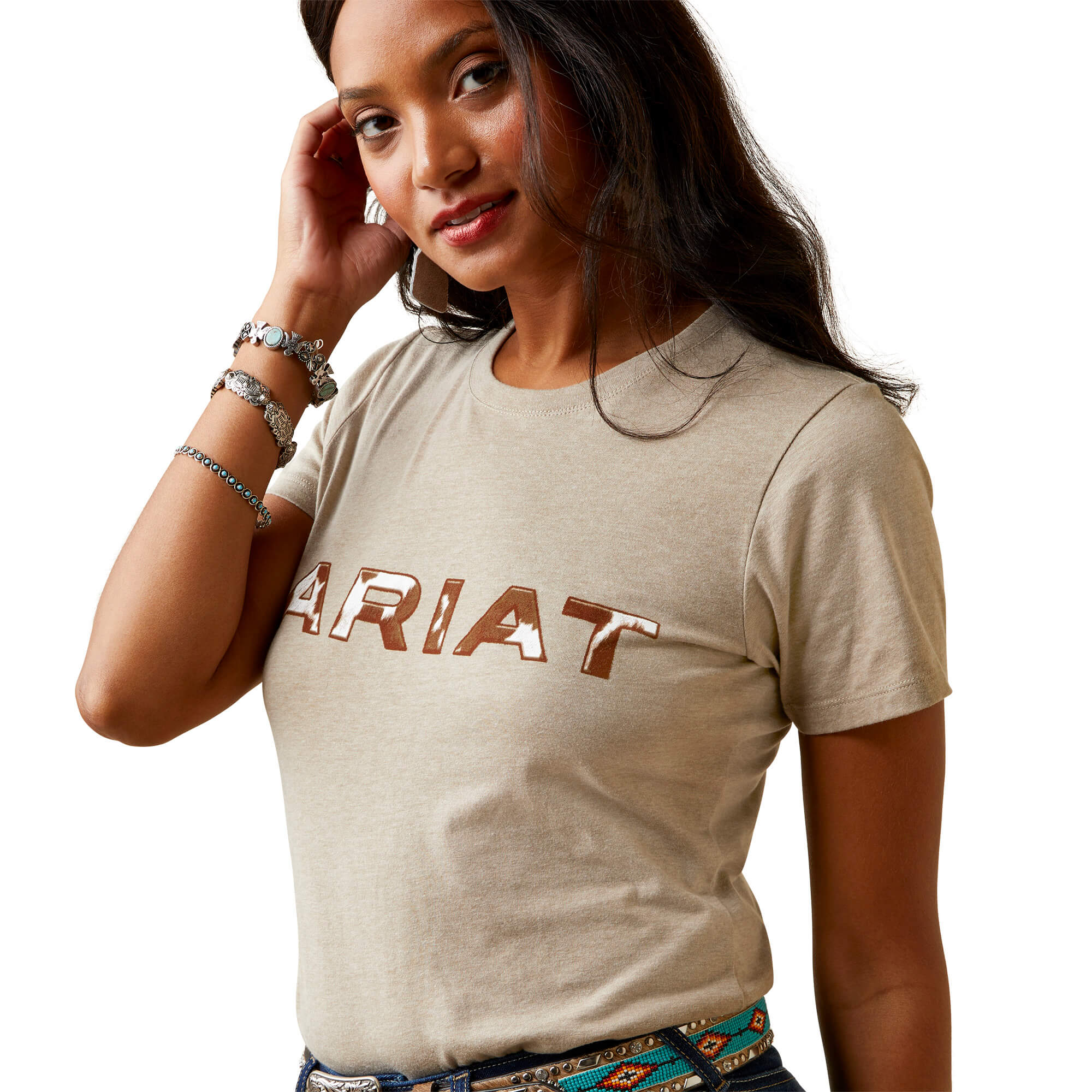 Ariat Women's Oatmeal Heather Cowhide Logo T-Shirt