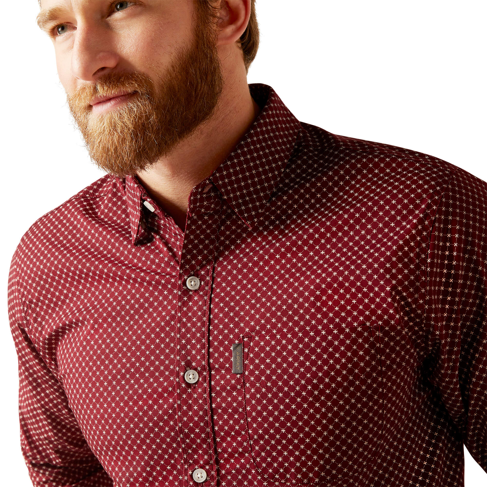 Ariat Macoy Stretch Red Modern Fit Long Sleeve Shirt