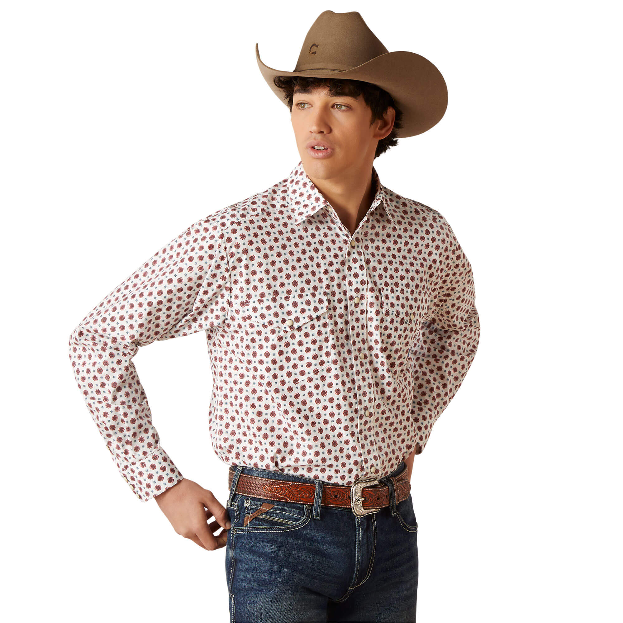 Ariat White Sheldon Snap Classic Fit Long Sleeve Shirt