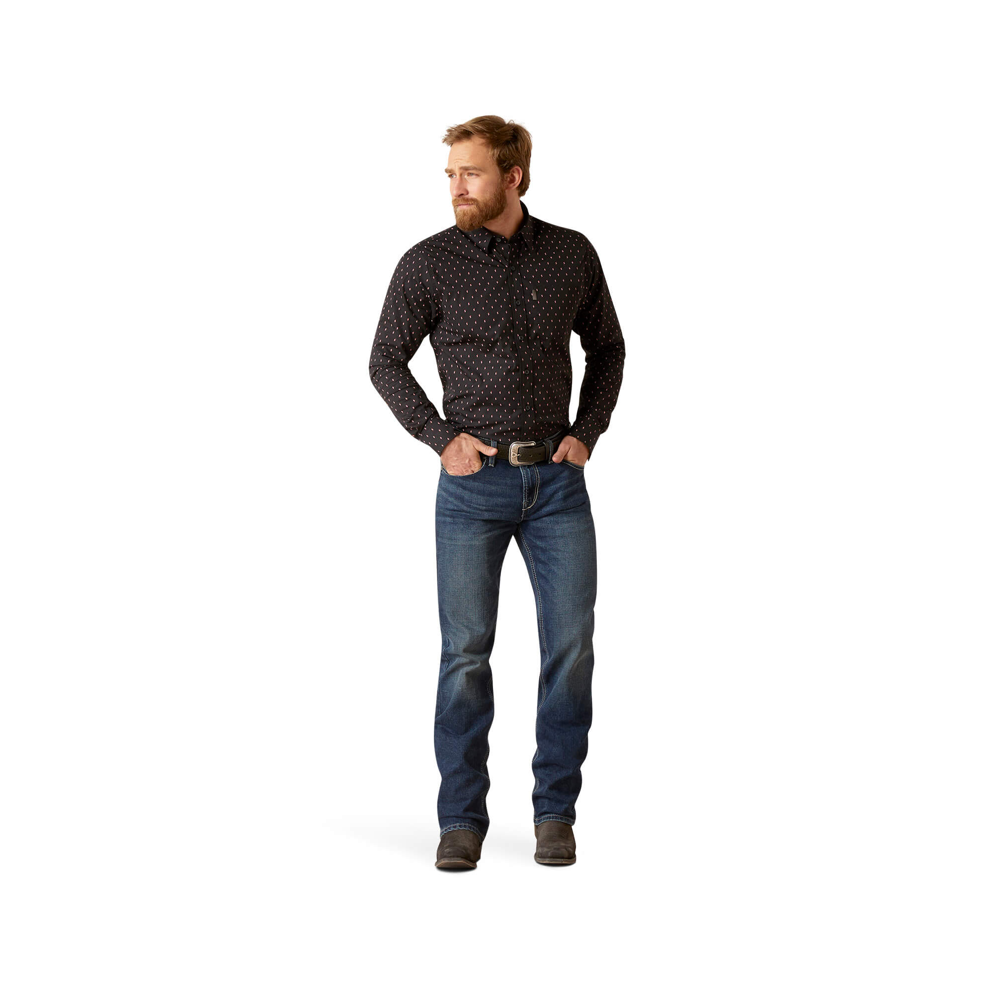 Ariat Merrick Stretch Black Modern Fit Long Sleeve Shirt