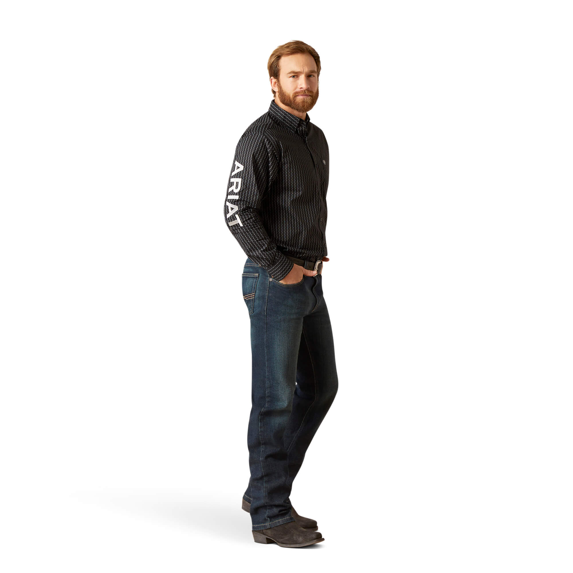 Ariat Black Team Woodson Fitted Long Sleeve Shirt