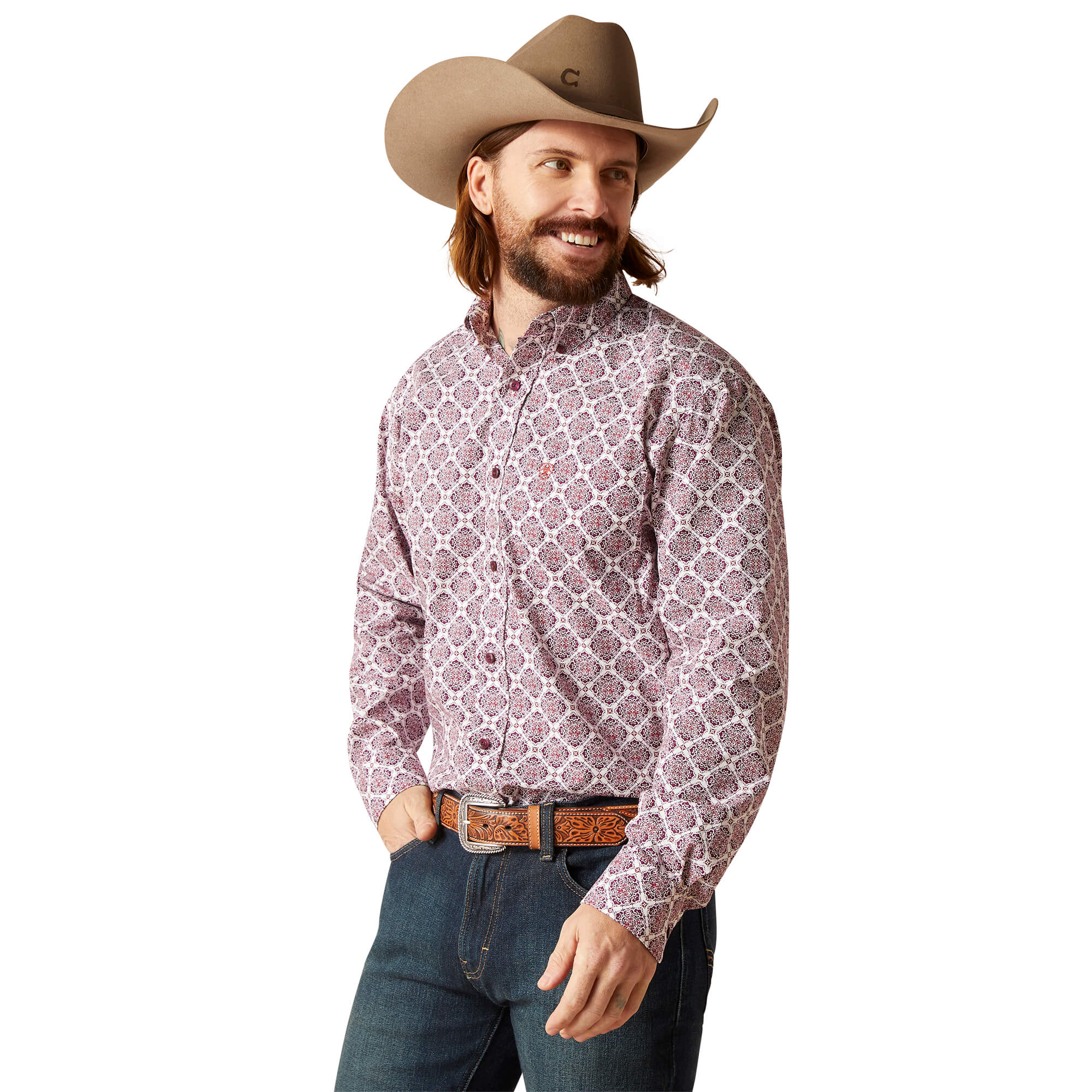 Ariat White Shiloh Classic Fit Long Sleeve Shirt