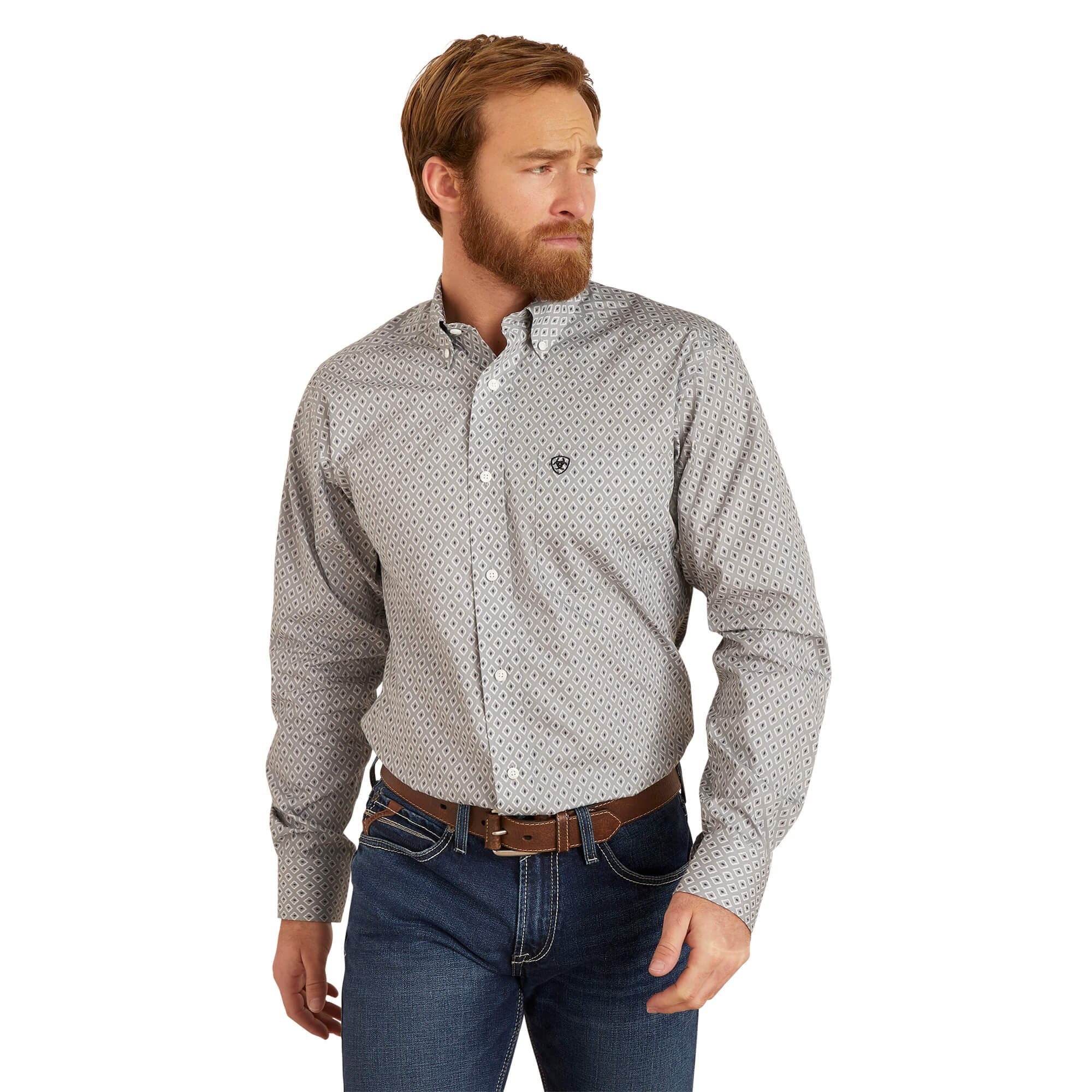 Ariat Wrinkle Free Val Eileen Gray Fitted Long Sleeve Shirt