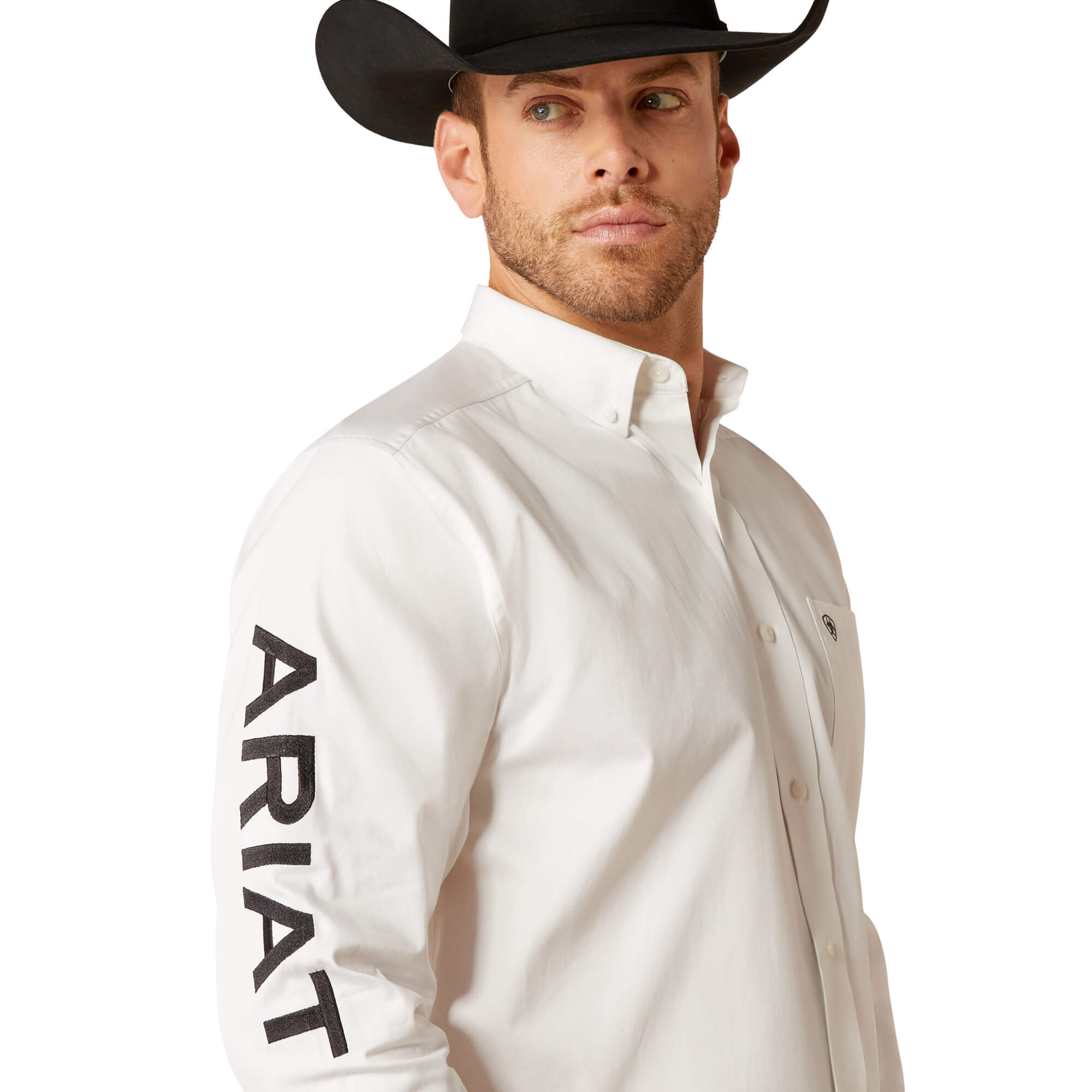 Ariat White Team Logo Twill Classic Fit Long Sleeve Shirt