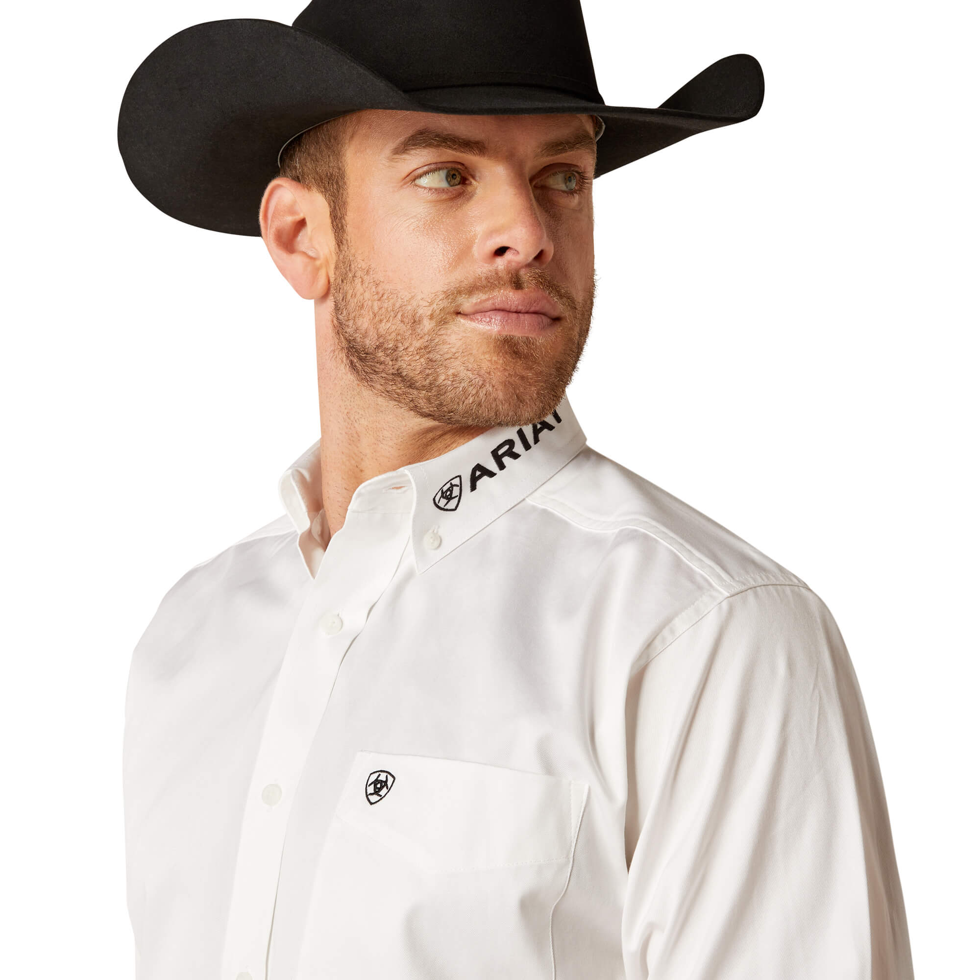 Ariat White Team Logo Twill Classic Fit Long Sleeve Shirt