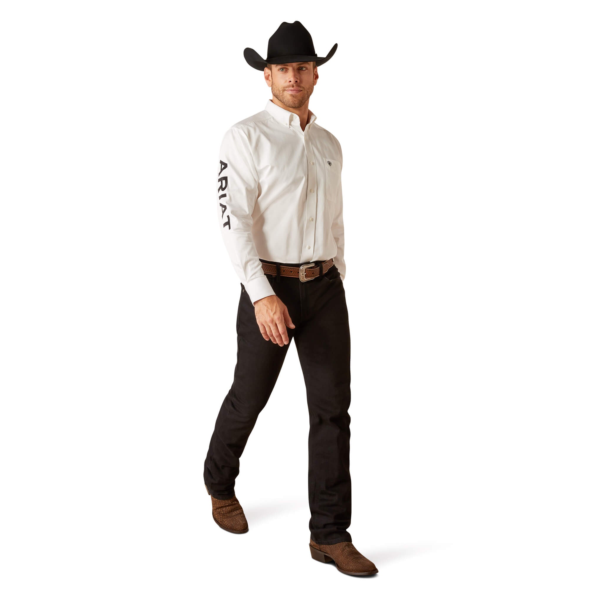 Ariat White Team Logo Twill Classic Fit Long Sleeve Shirt