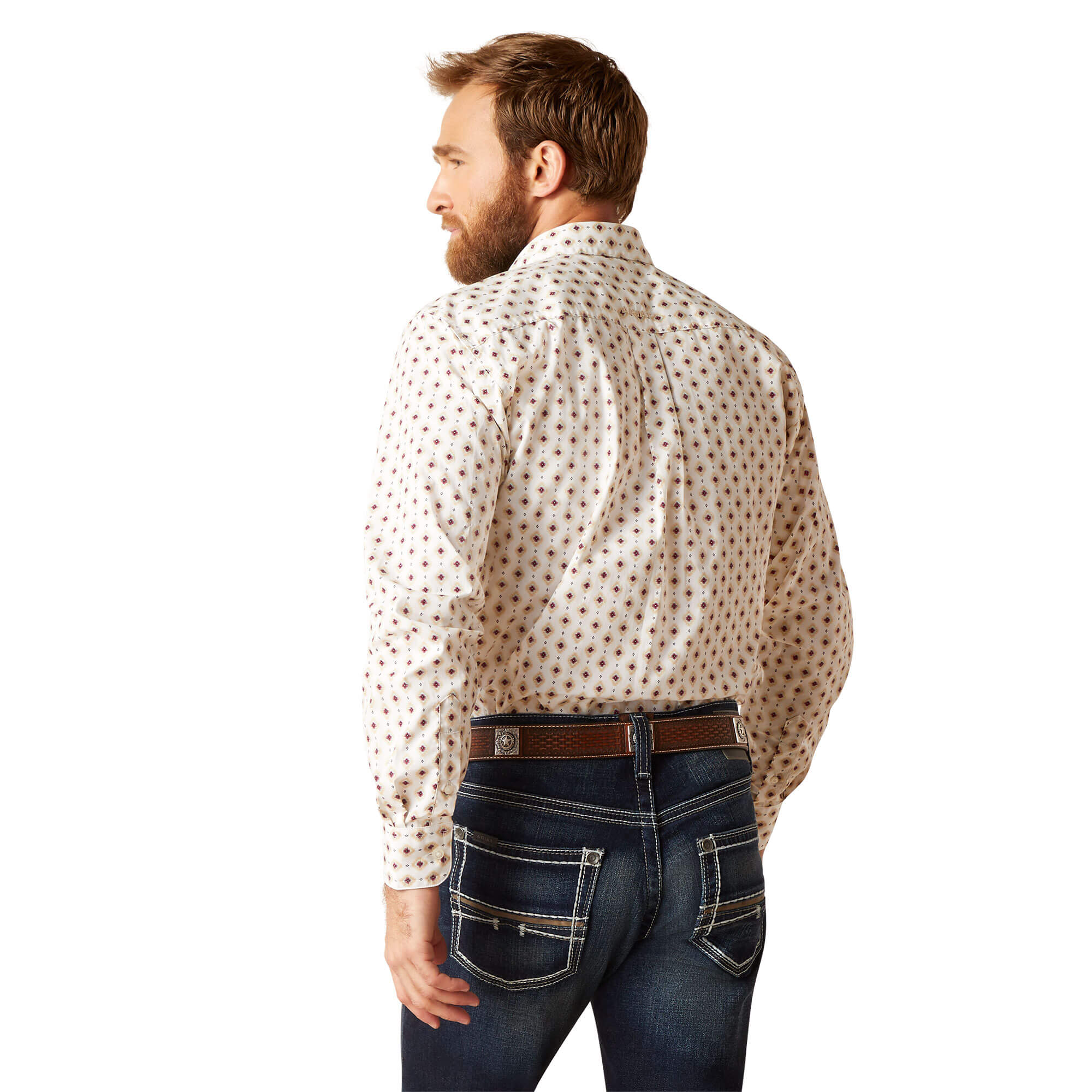 Ariat White Naten Fitted Long Sleeve Shirt