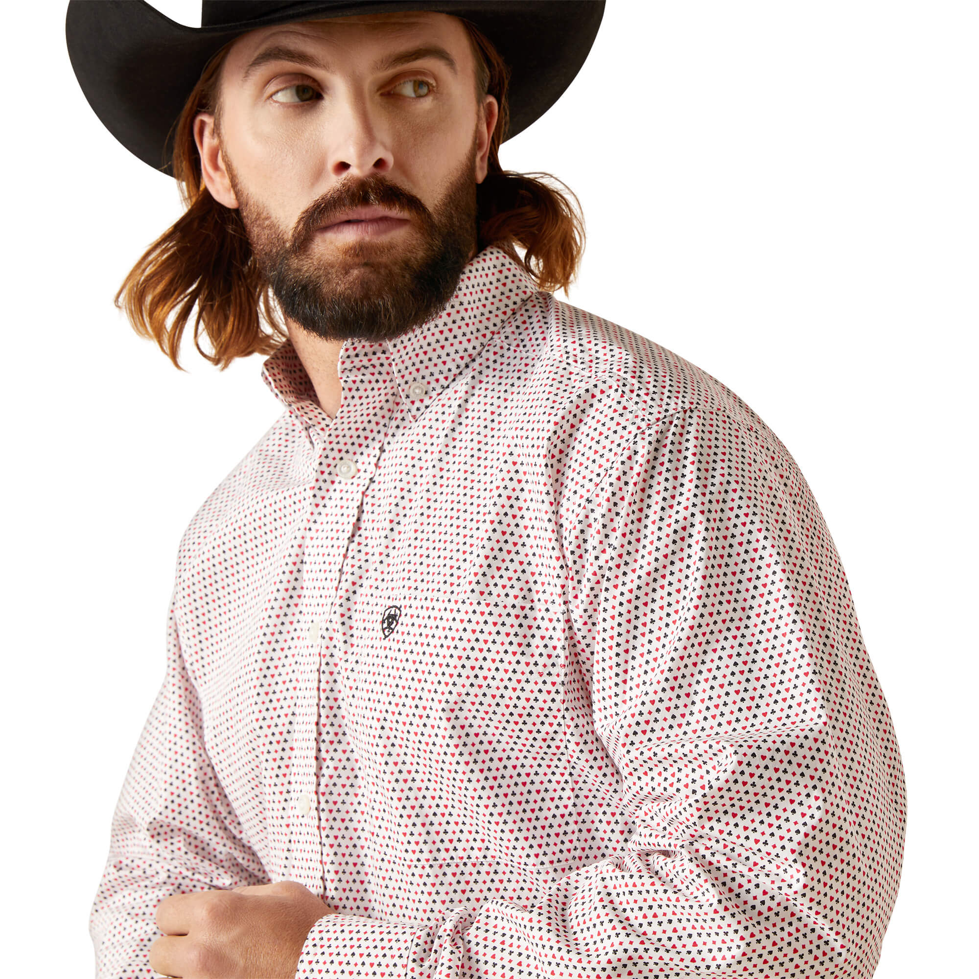 Ariat White Neithan Classic Fit Long Sleeve Shirt