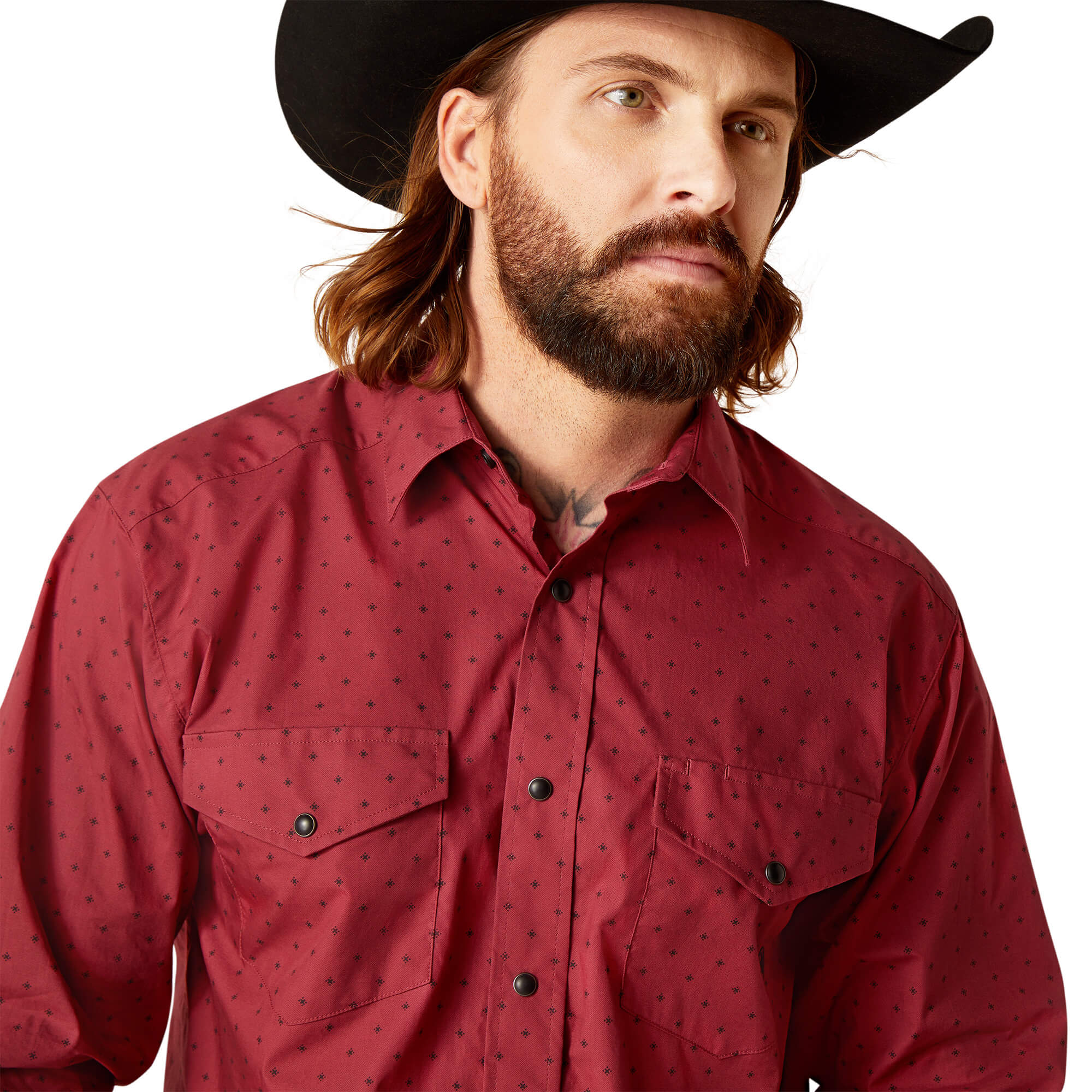 Ariat Tibetan Red Norwin Snap Classic Fit Long Sleeve Shirt