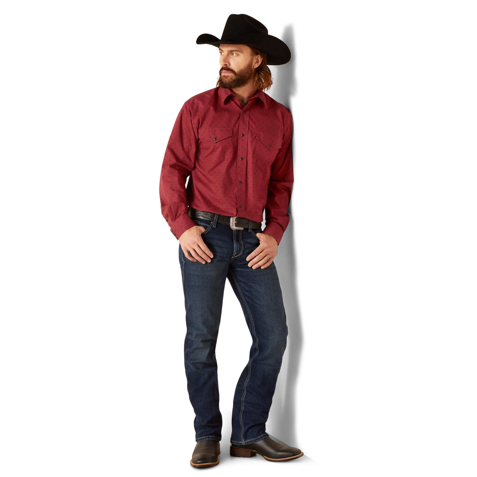 Ariat Tibetan Red Norwin Snap Classic Fit Long Sleeve Shirt