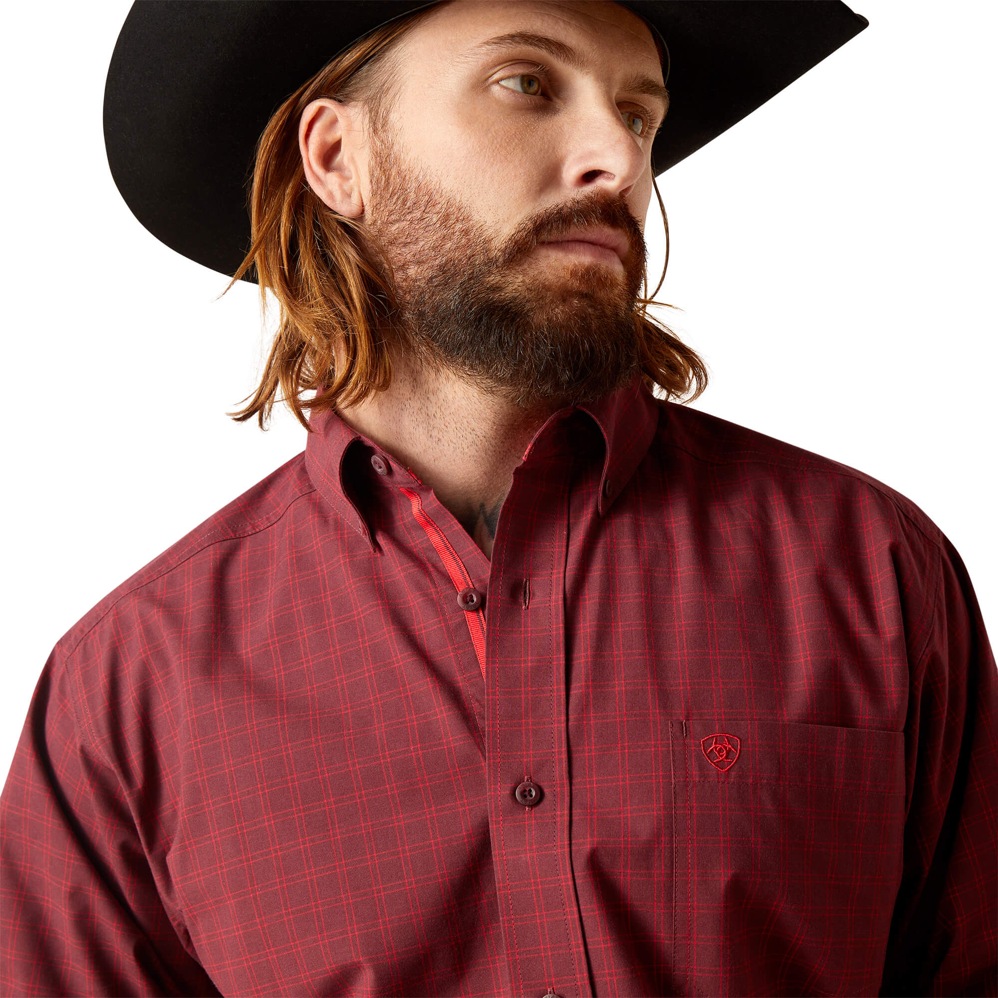 Ariat Tibetan Red Pro Series Neal Classic Fit Long Sleeve Shirt