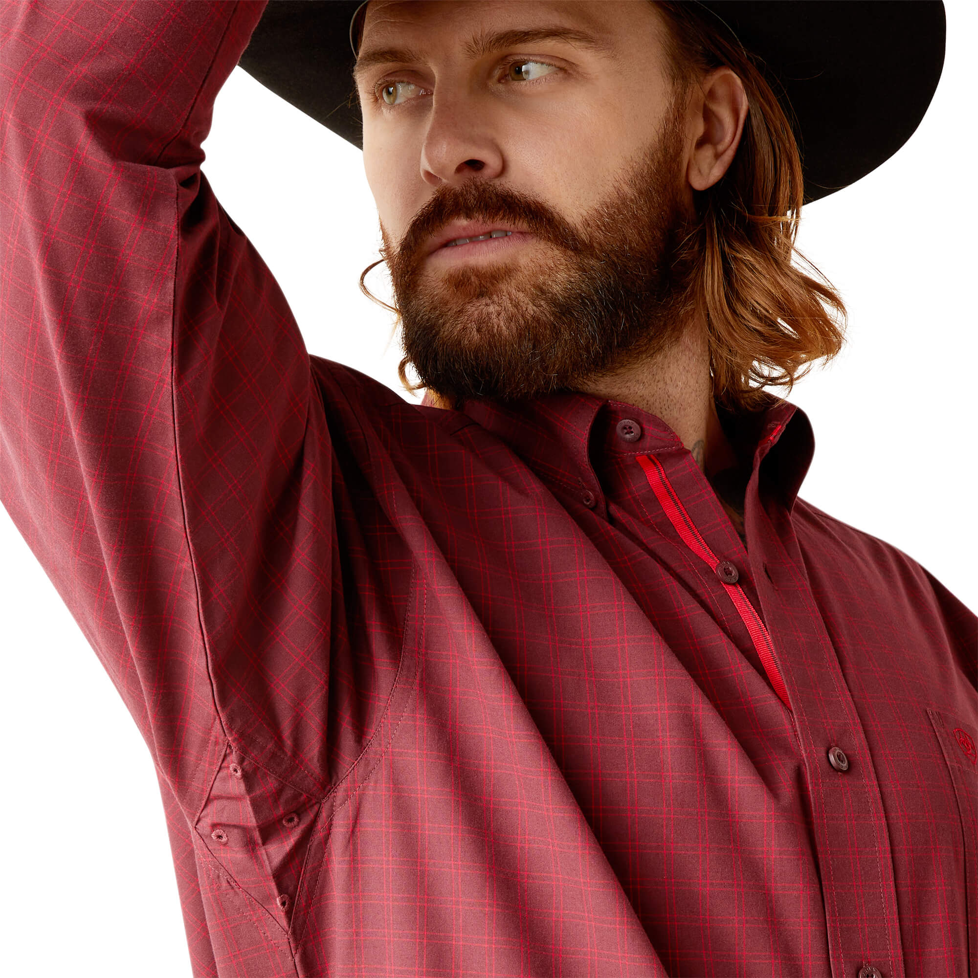 Ariat Tibetan Red Pro Series Neal Classic Fit Long Sleeve Shirt