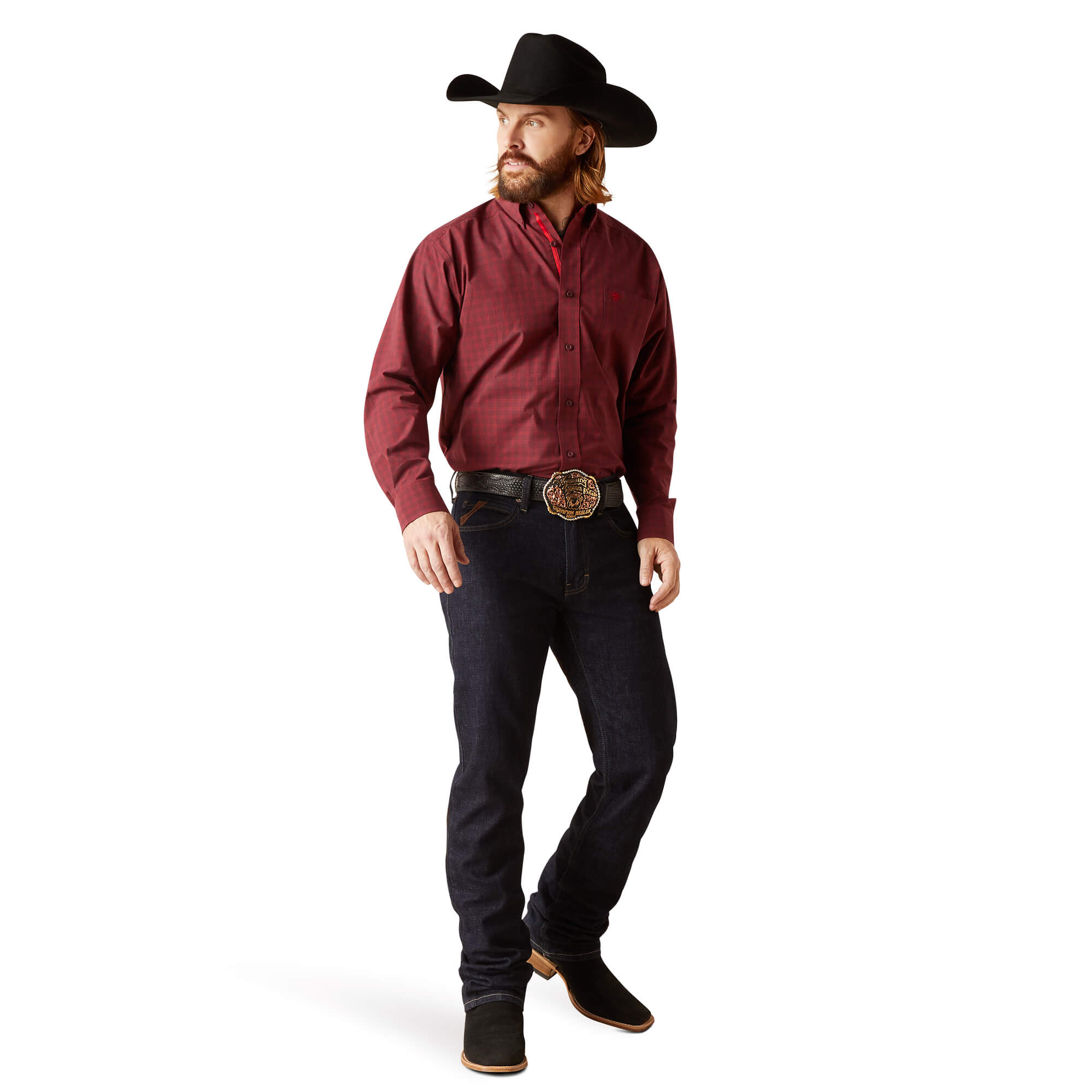 Ariat Tibetan Red Pro Series Neal Classic Fit Long Sleeve Shirt