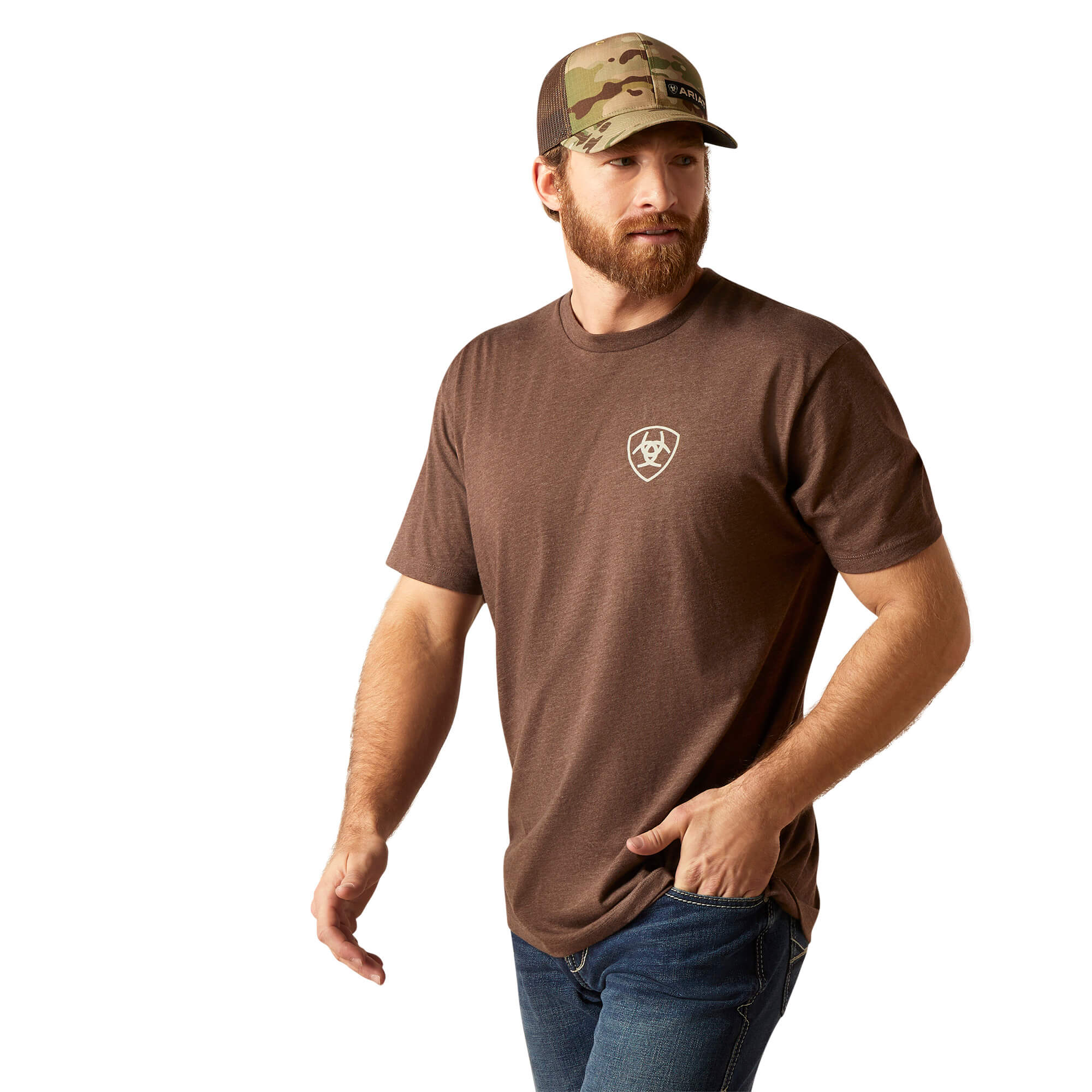 Ariat Brown Heather Tonal Flag T-Shirt