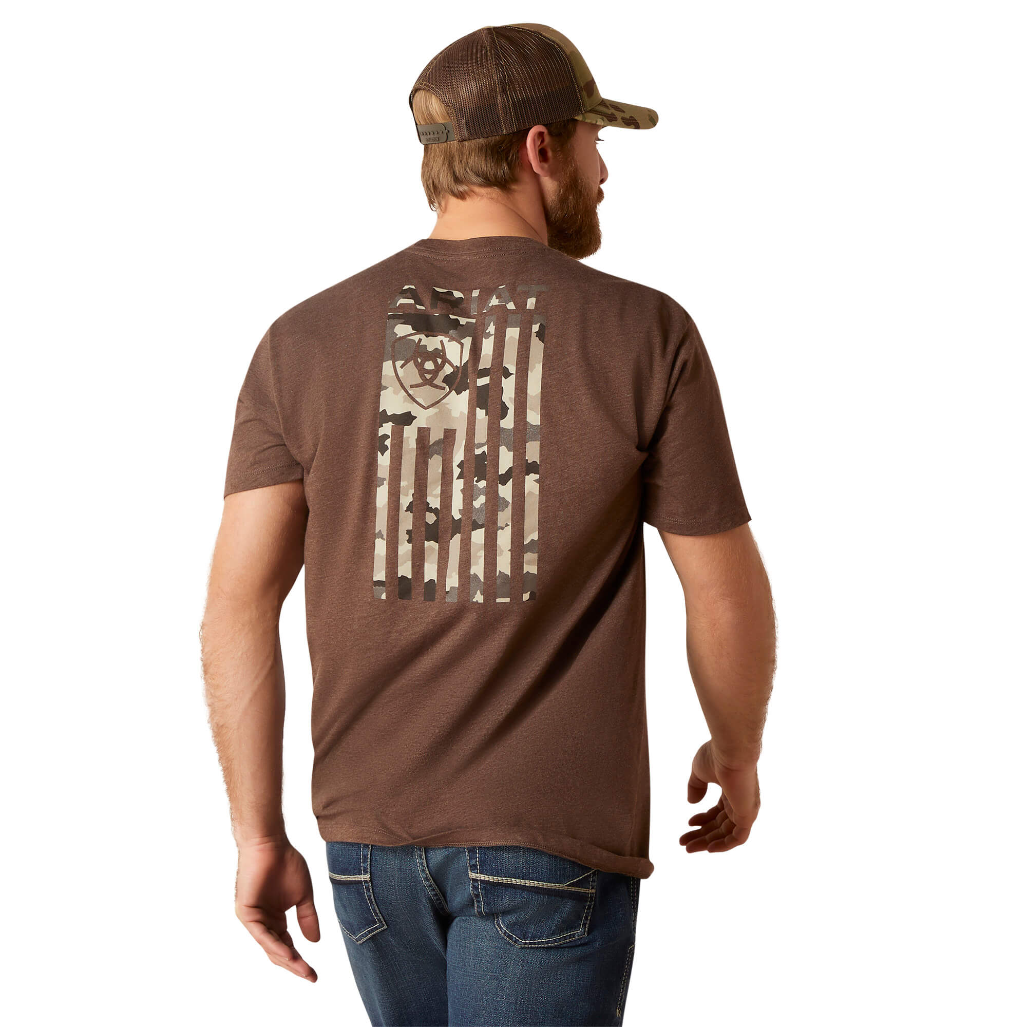 Ariat Brown Heather Tonal Flag T-Shirt