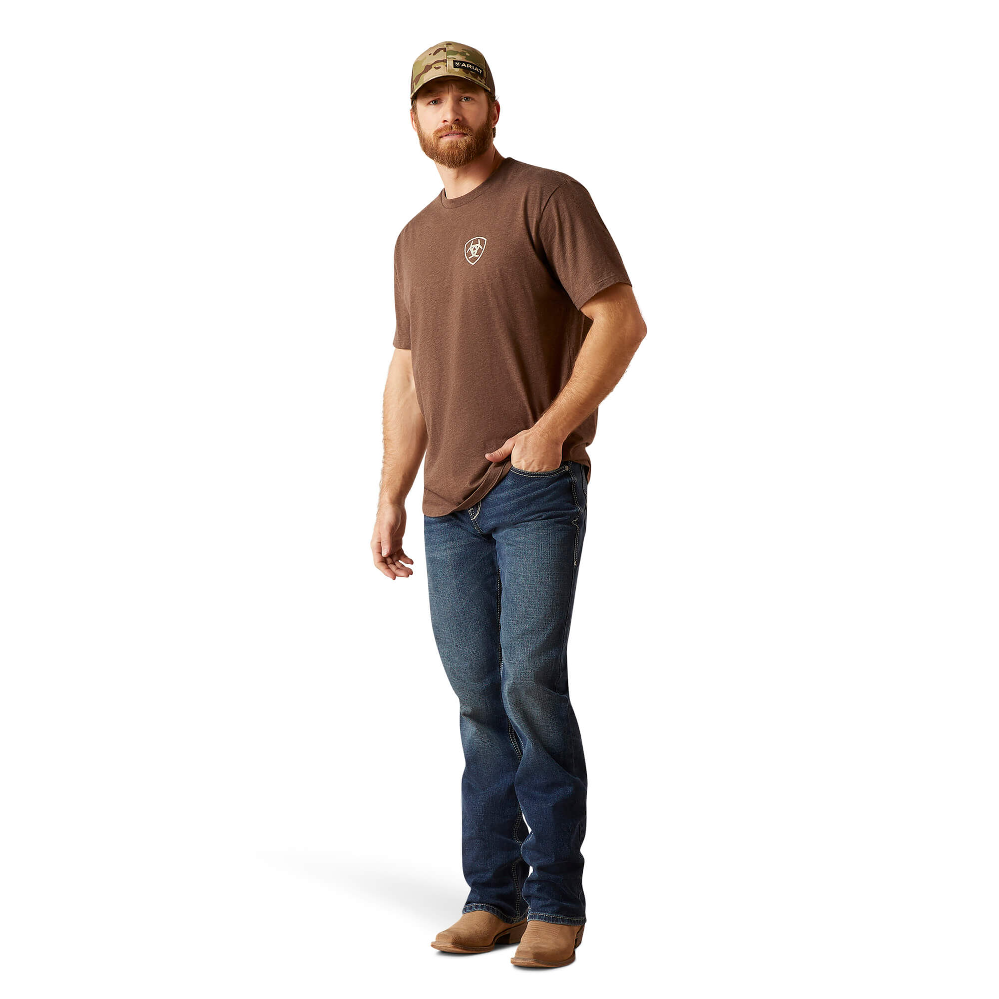 Ariat Brown Heather Tonal Flag T-Shirt