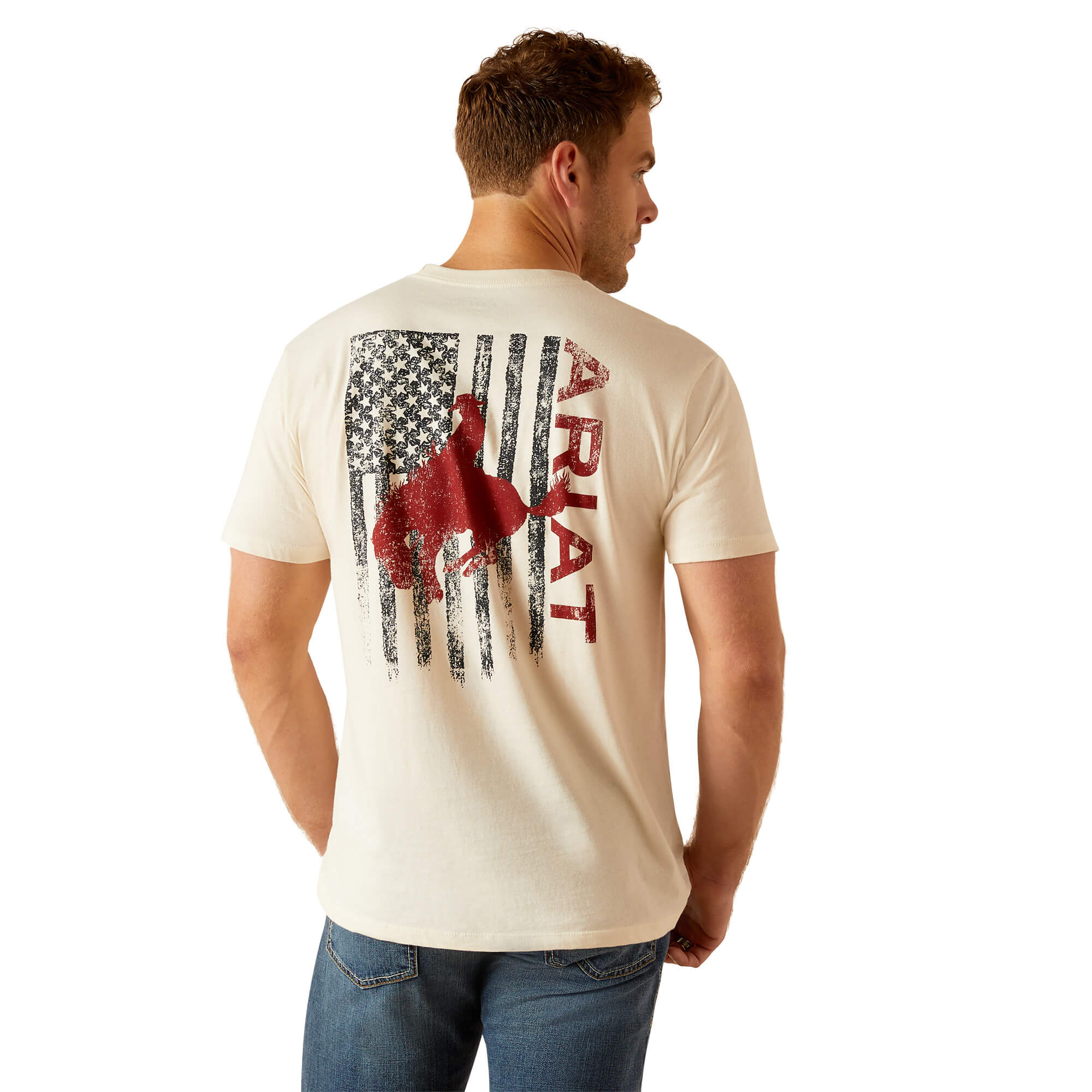 Ariat Off White Bronco Flag T-Shirt