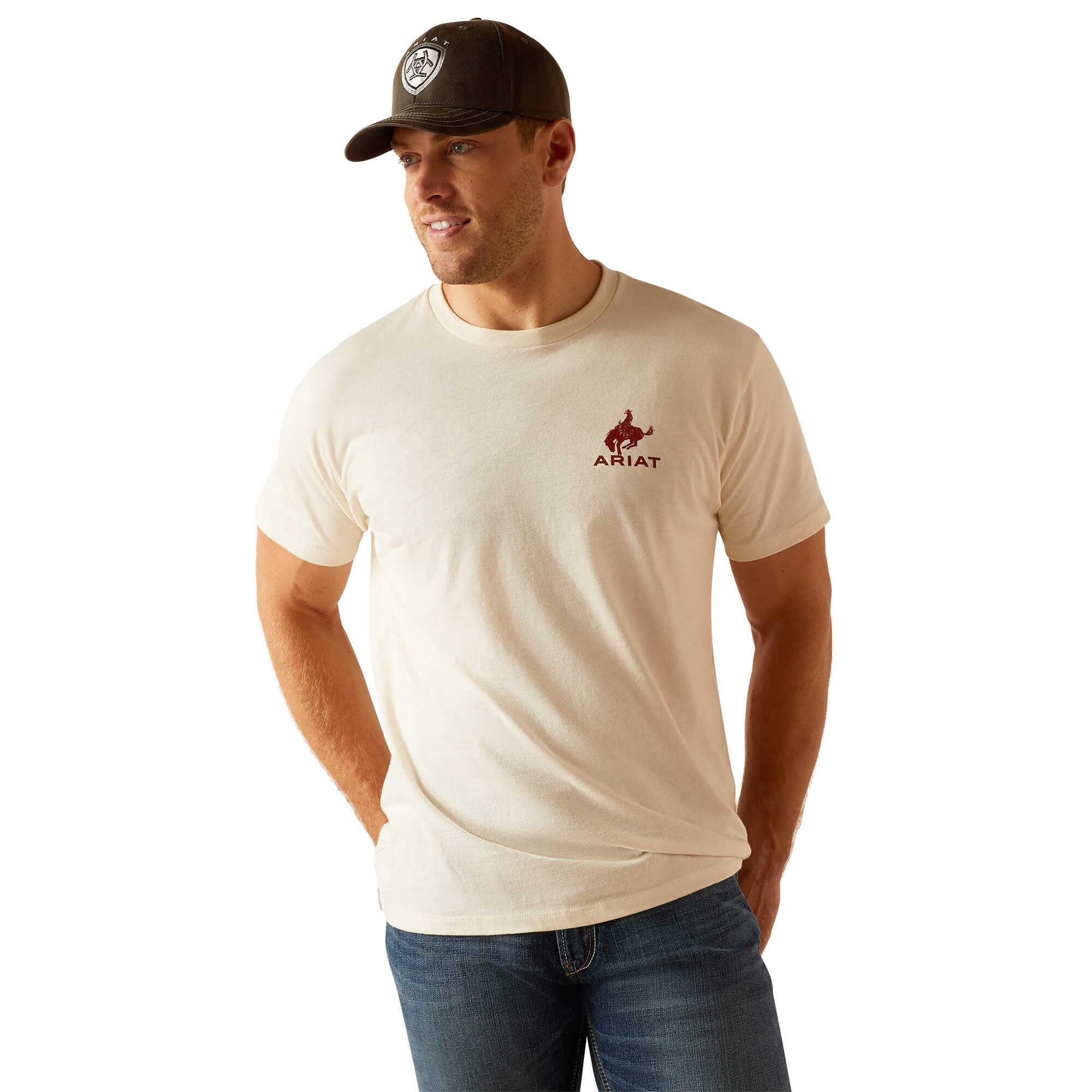 Ariat Off White Bronco Flag T-Shirt