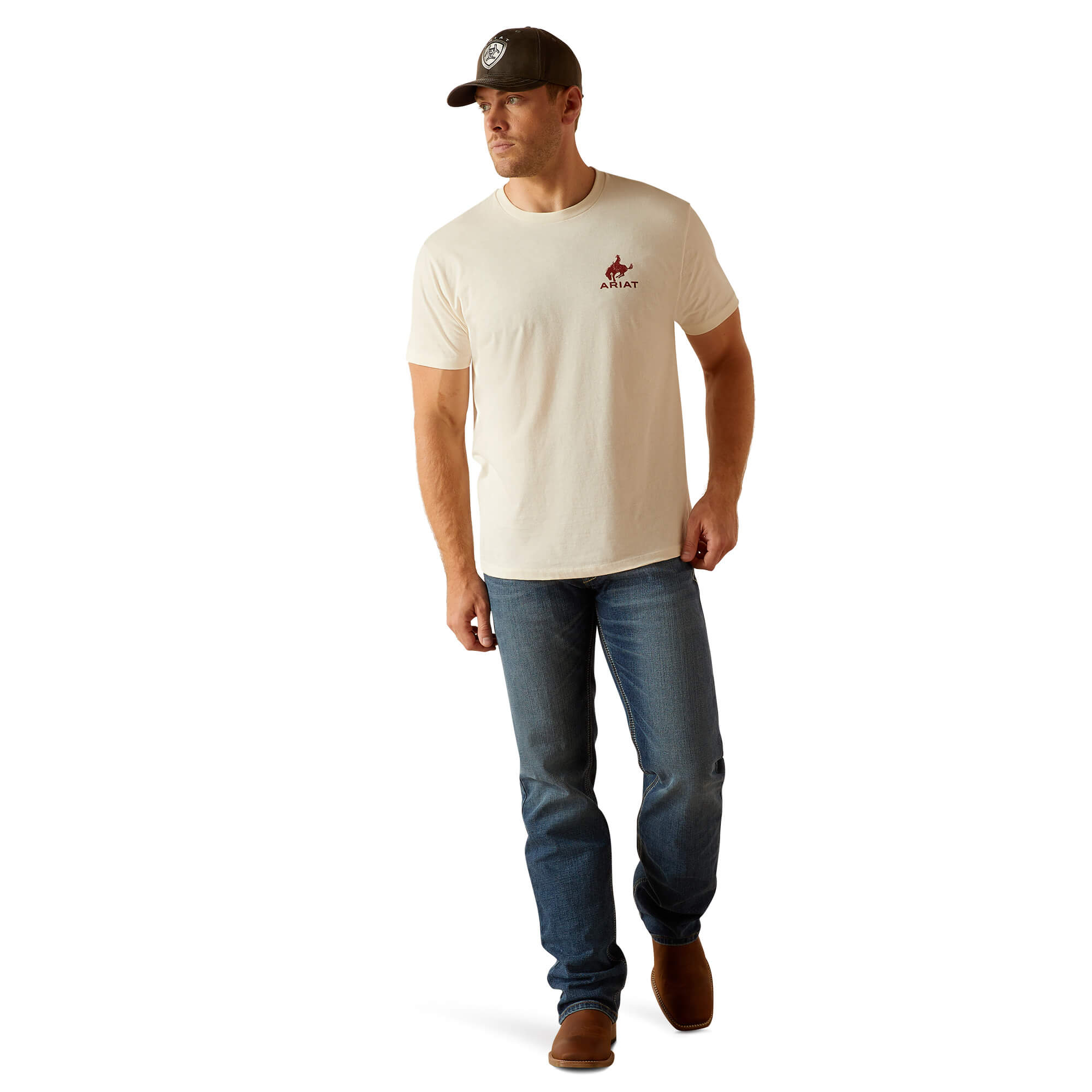 Ariat Off White Bronco Flag T-Shirt