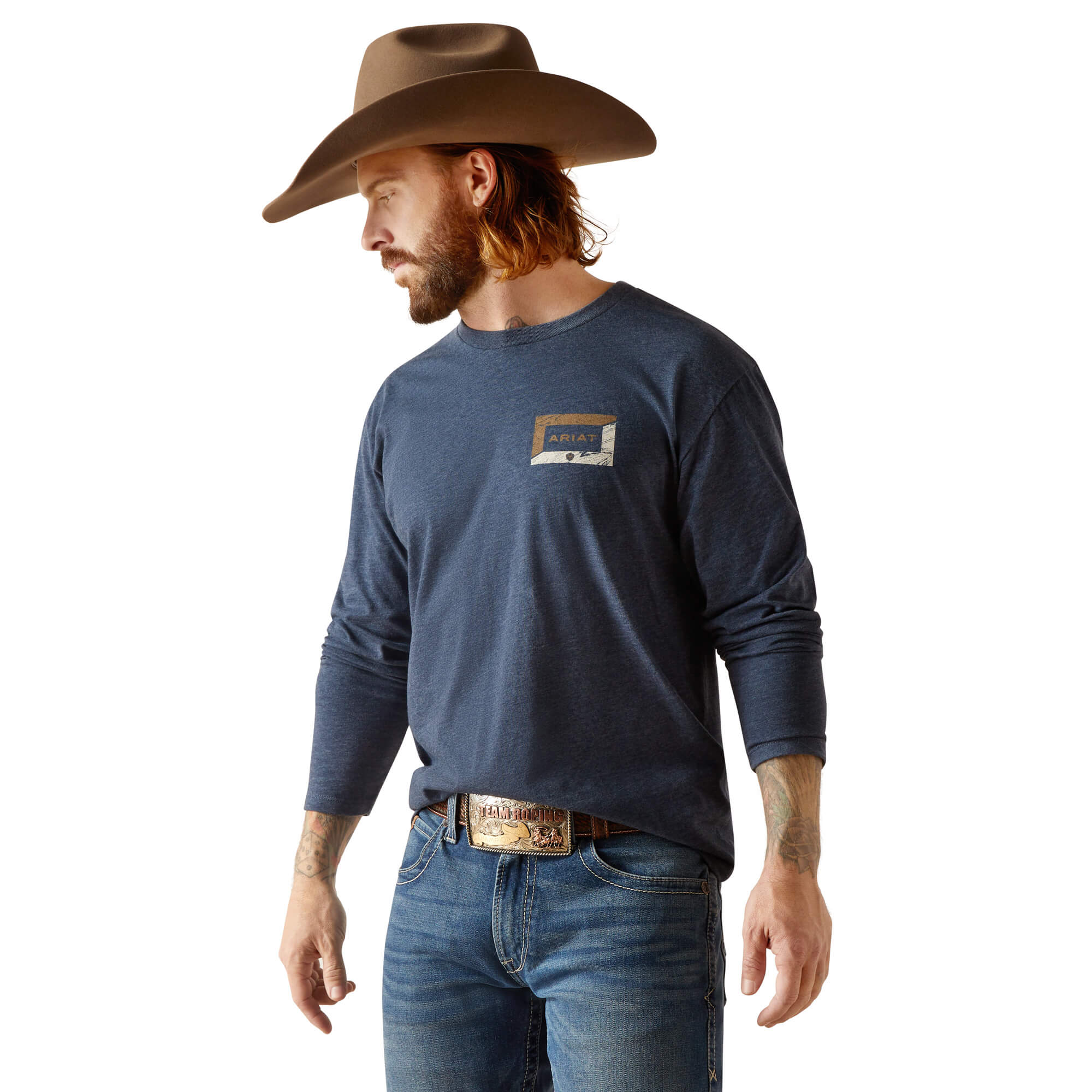 Ariat Navy Heather Veneeer Long Sleeve T-Shirt