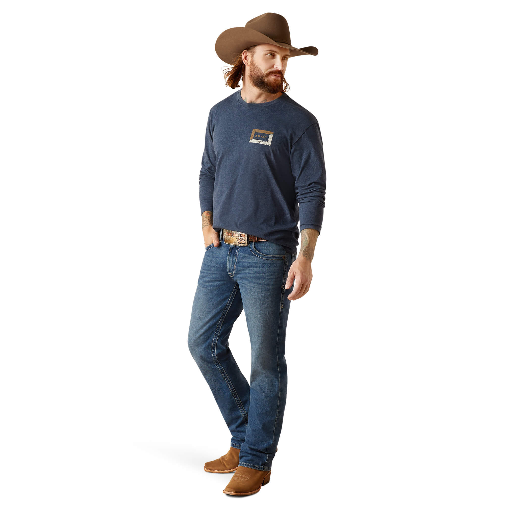 Ariat Navy Heather Veneeer Long Sleeve T-Shirt