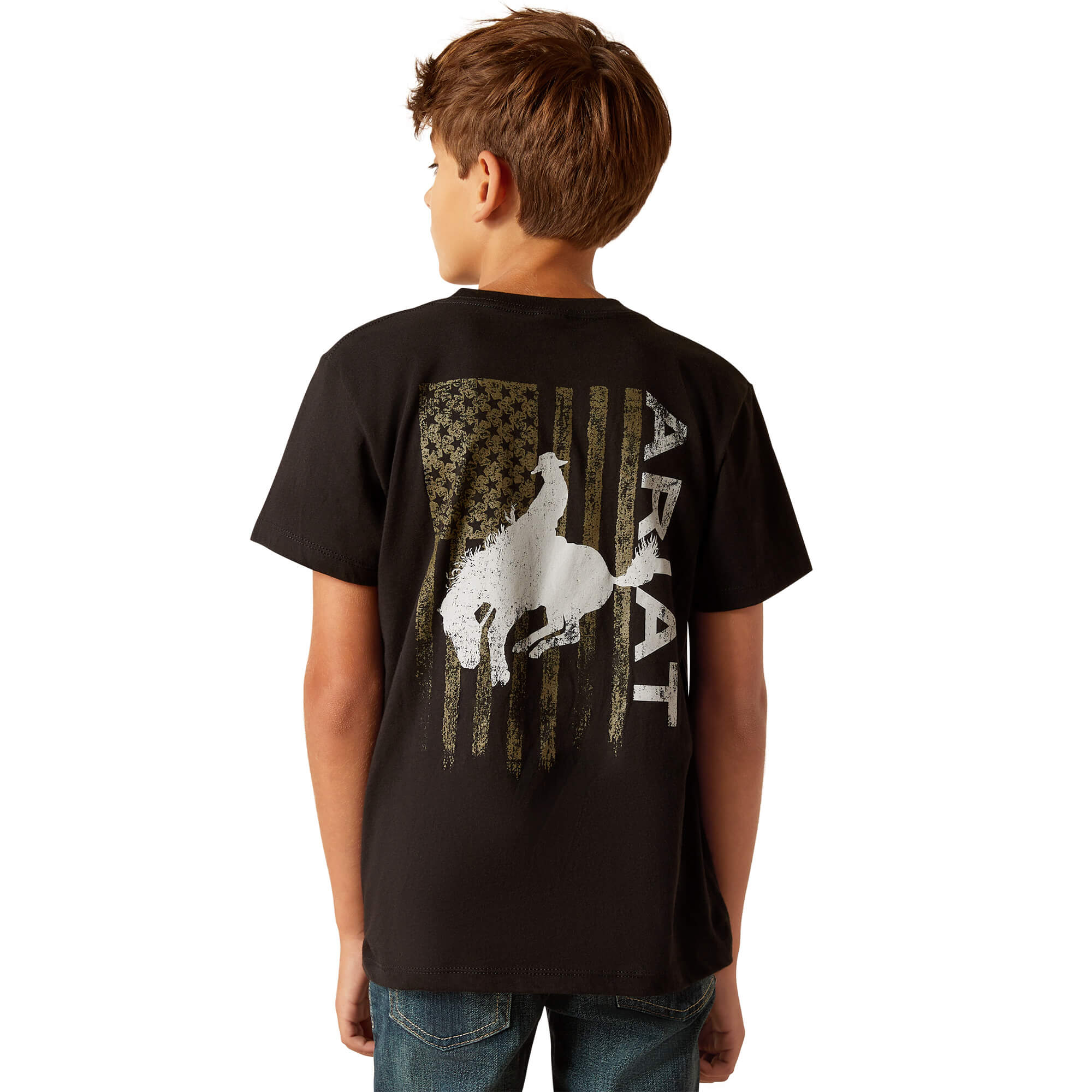 Ariat Kids Black Bronco Flag T Shirt