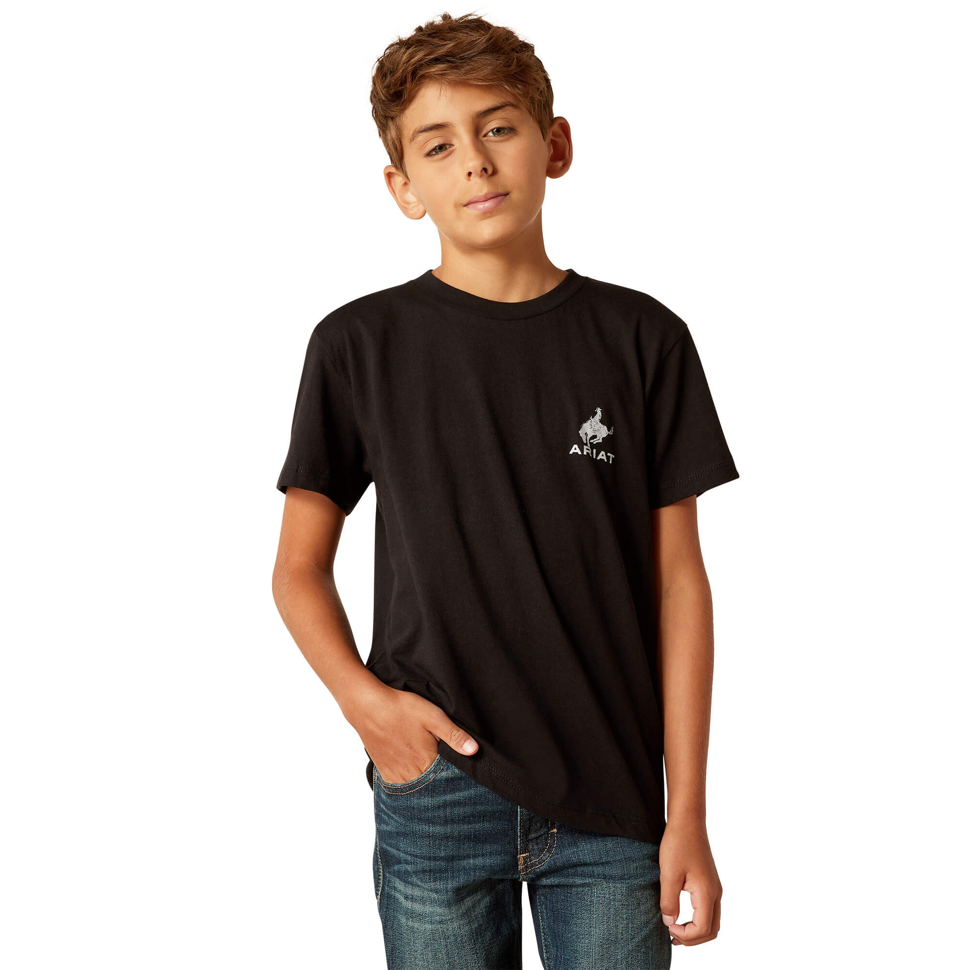 Ariat Kids Black Bronco Flag T Shirt