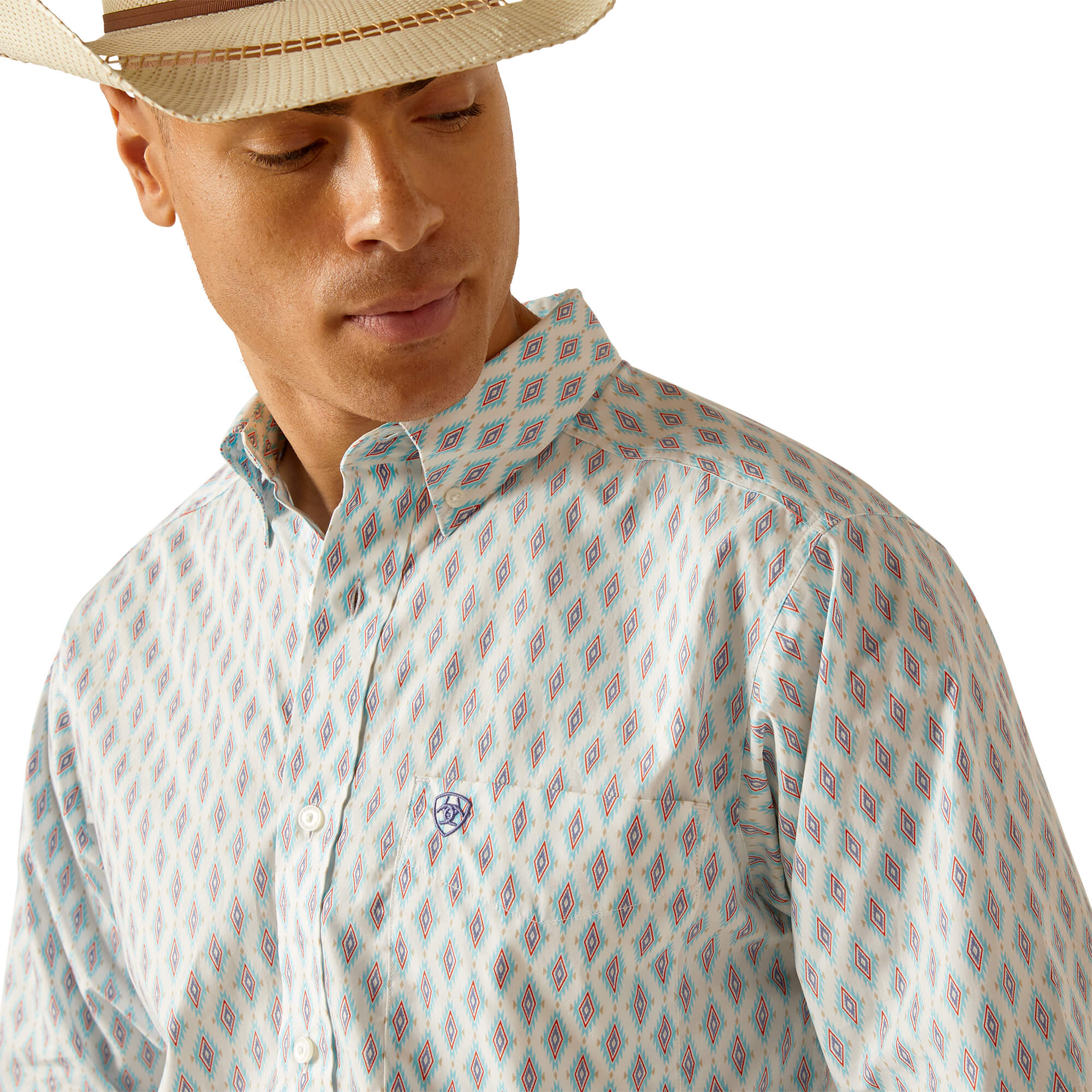 Ariat White Kendrick Fitted Long Sleeve Shirt