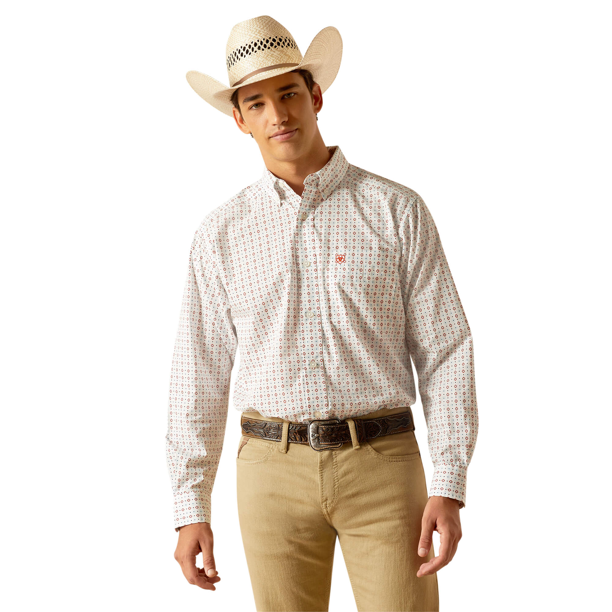 Ariat White Kade Classic Fit Long Sleeve Shirt