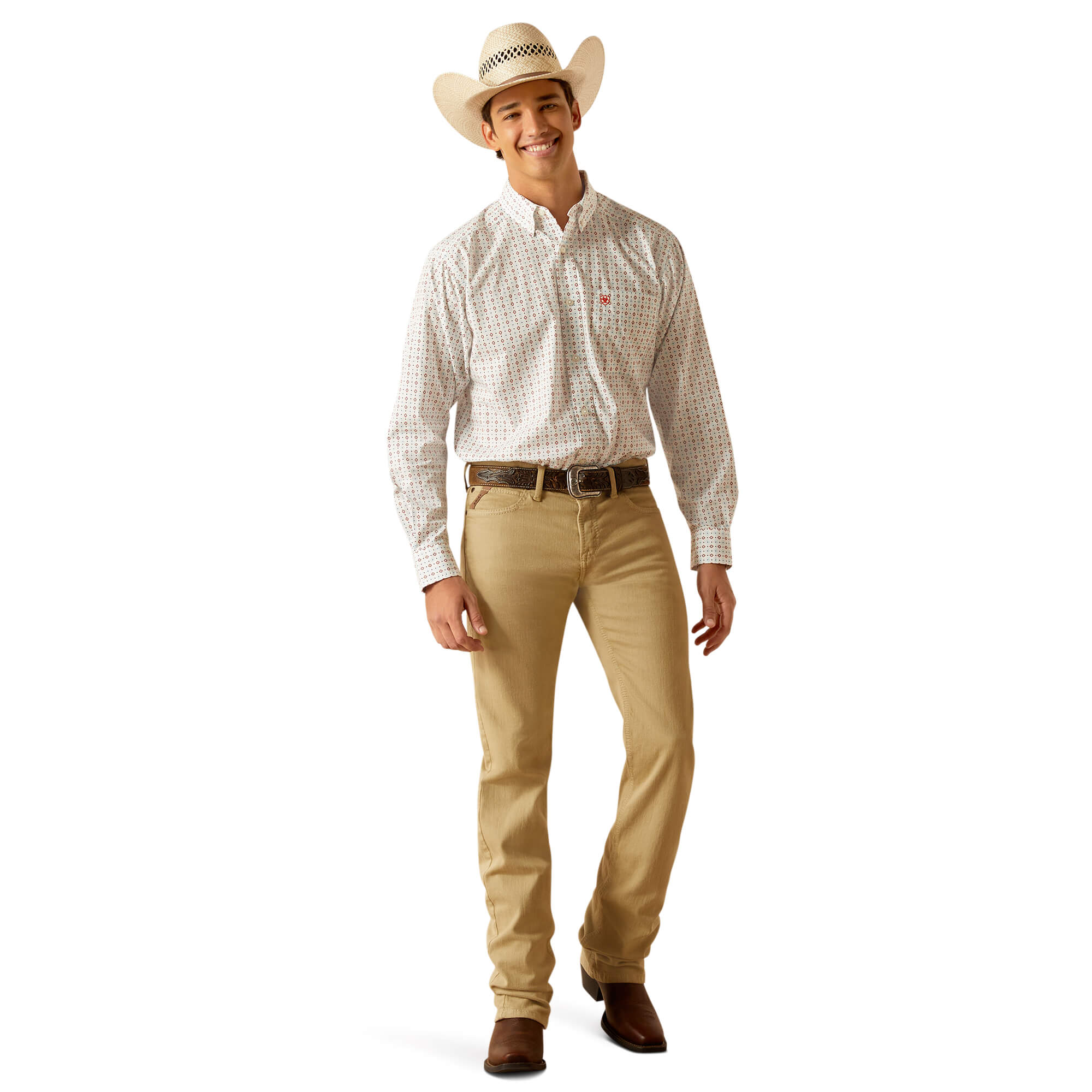 Ariat White Kade Classic Fit Long Sleeve Shirt