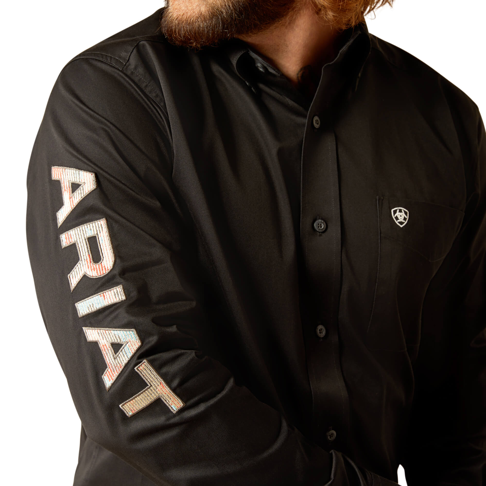 Ariat Black Team Logo Twill Fitted Long Sleeve Shirt