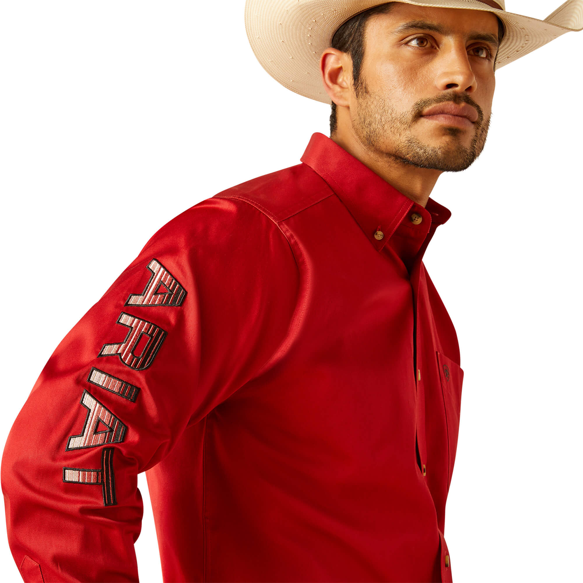 Ariat Red Team Logo Twill Classic Fit Long Sleeve Shirt