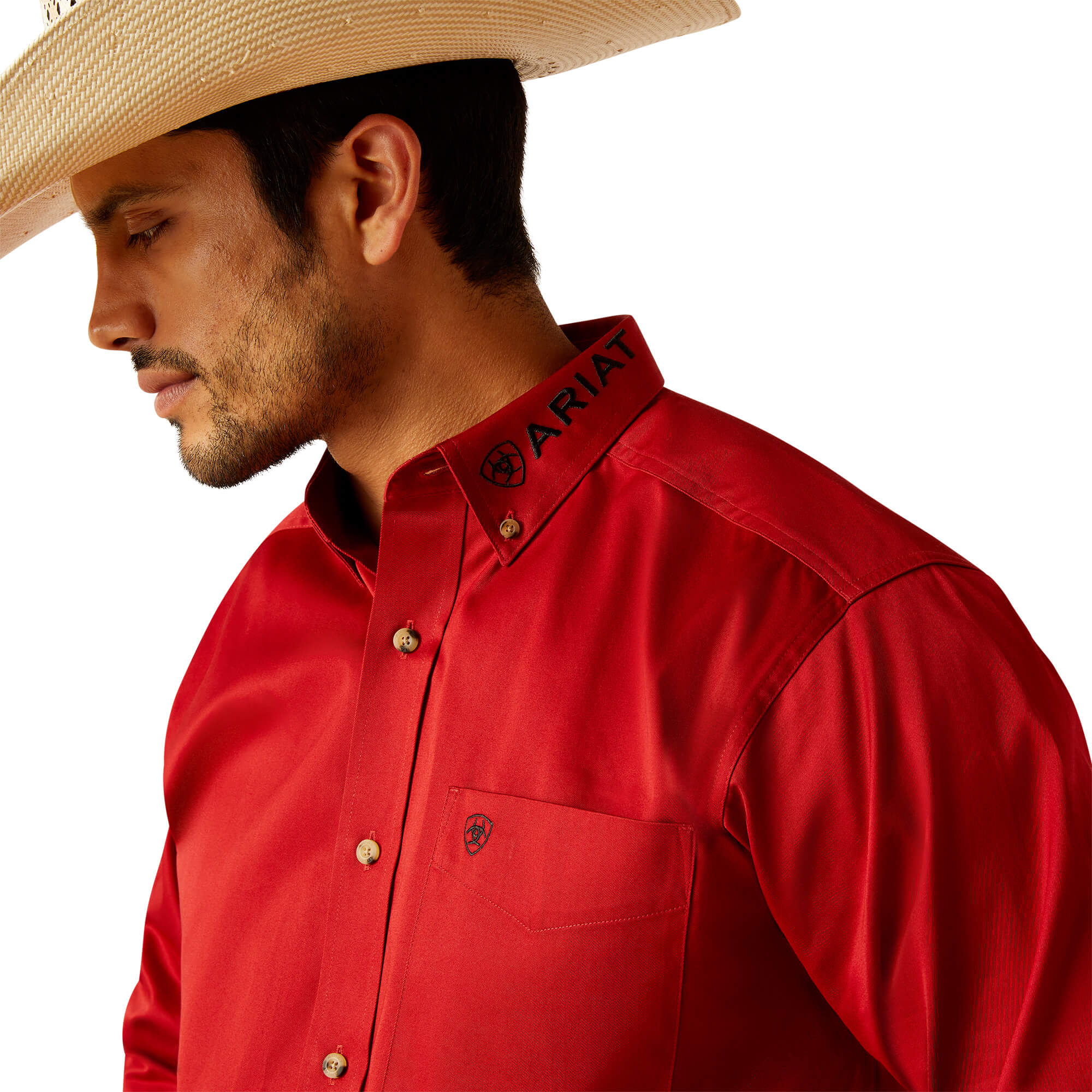 Ariat Red Team Logo Twill Classic Fit Long Sleeve Shirt