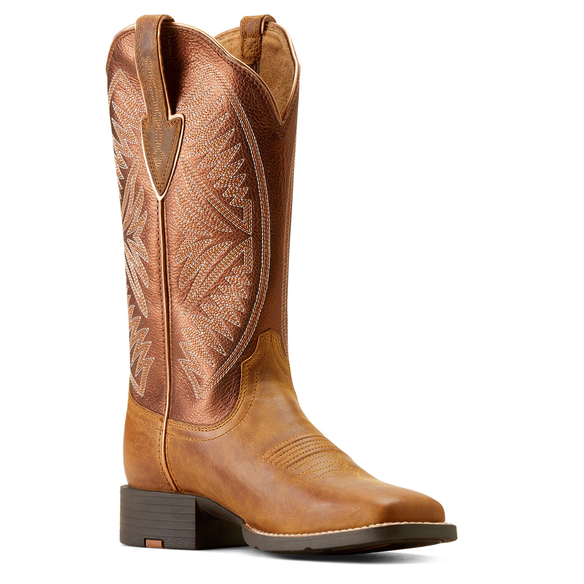 Ariat Women's Pearl & Burnished Chestnut Round Up Ruidoso Western Boot